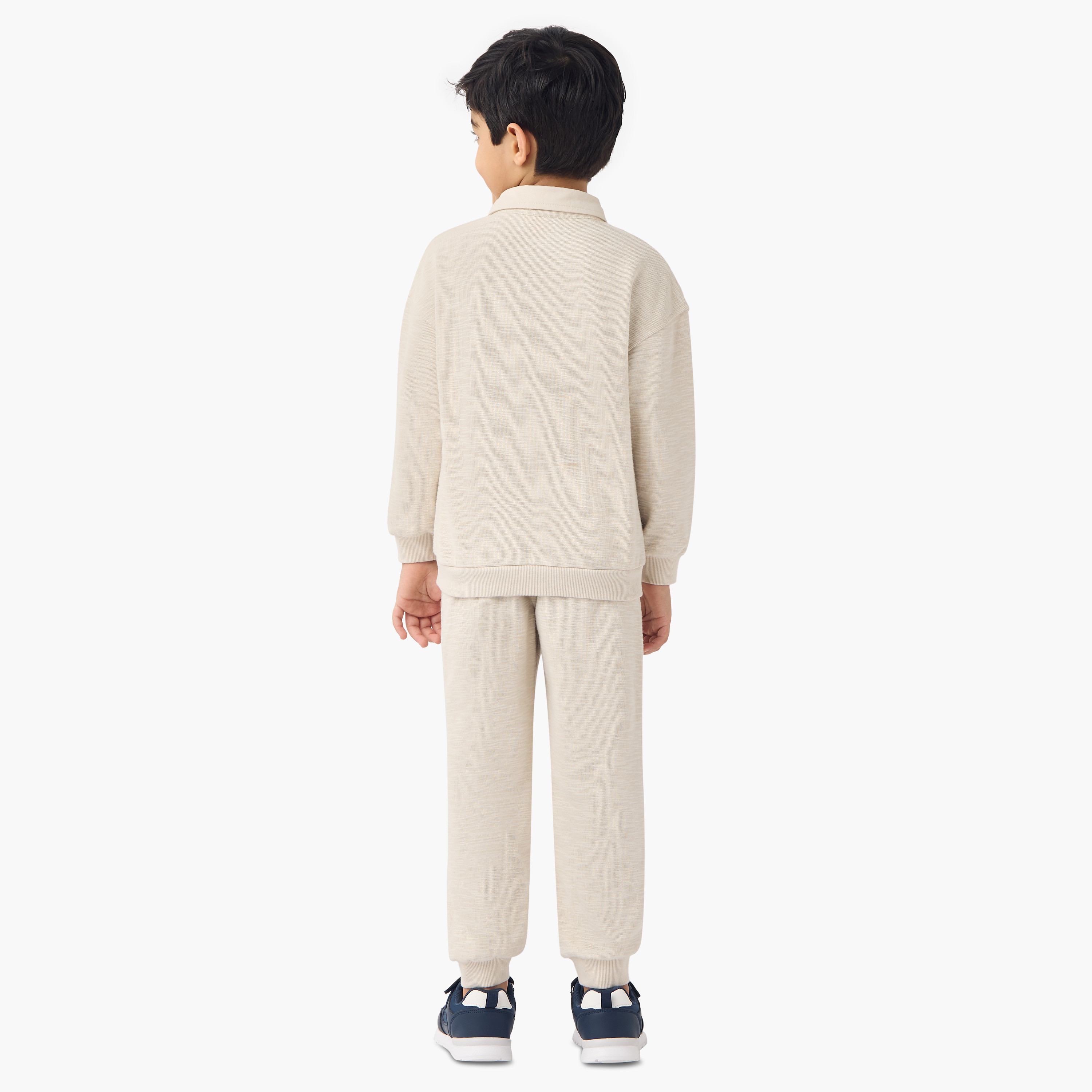 Eligo Textured Polo Sweatshirt and Joggers Set-baby-boys-clothing-winterwear-setsandcoords-image-4
