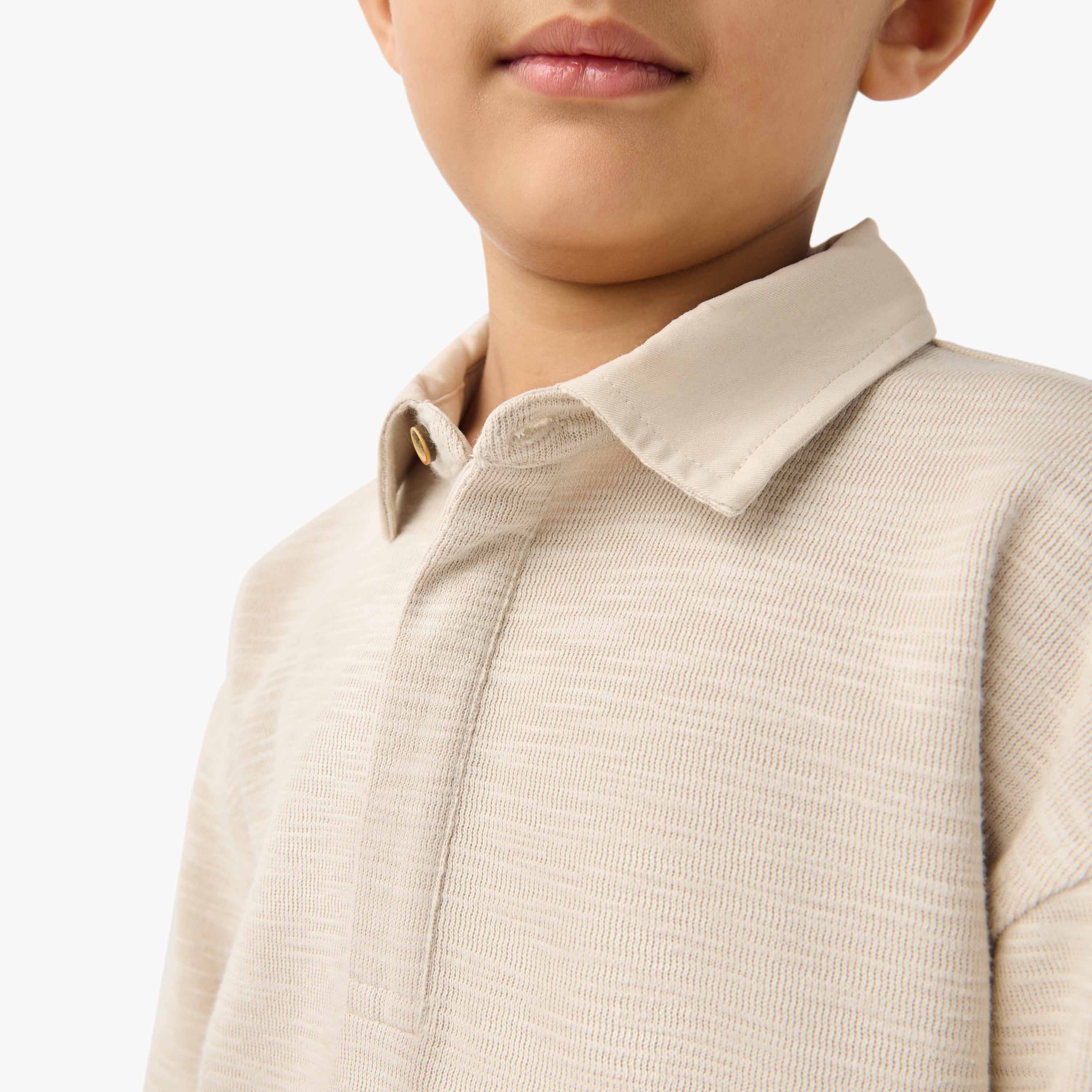Eligo Textured Polo Sweatshirt and Joggers Set-baby-boys-clothing-winterwear-setsandcoords-image-5