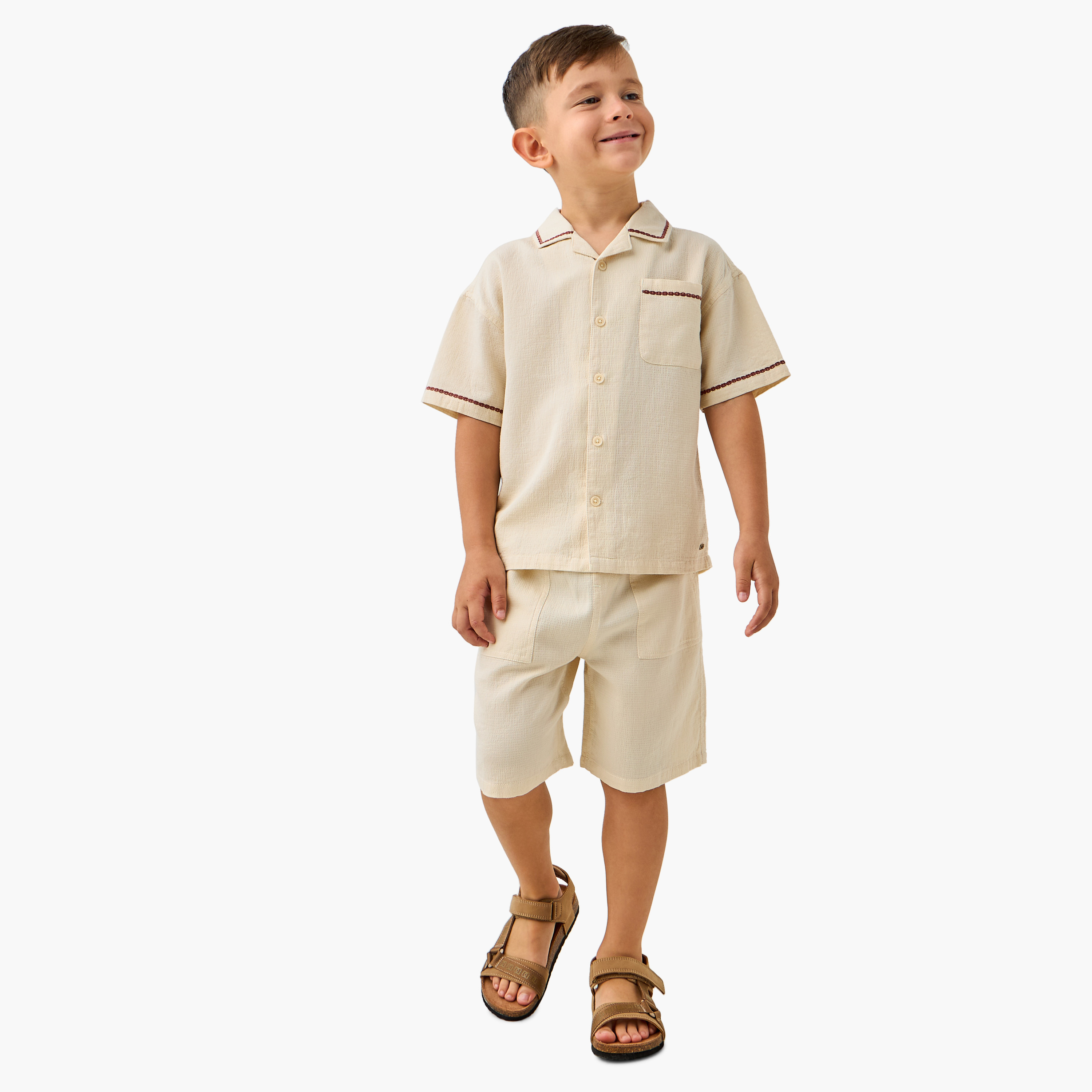 Eligo Textured Shirt and Shorts Set-baby-boys-clothing-setsandcoords-image-1