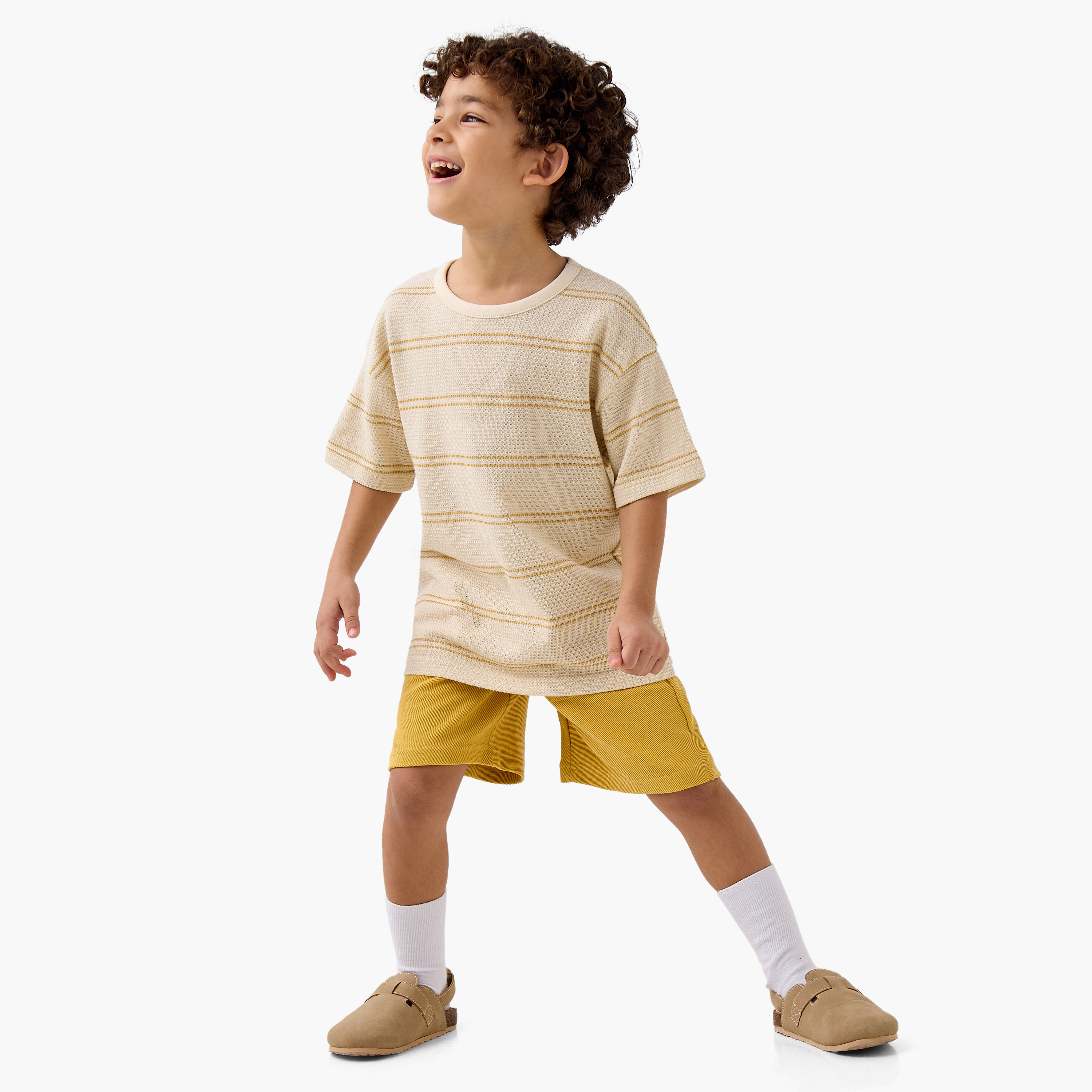 Eligo Striped Crew Neck T-shirt and Shorts Set-baby-boys-clothing-setsandcoords-image-1