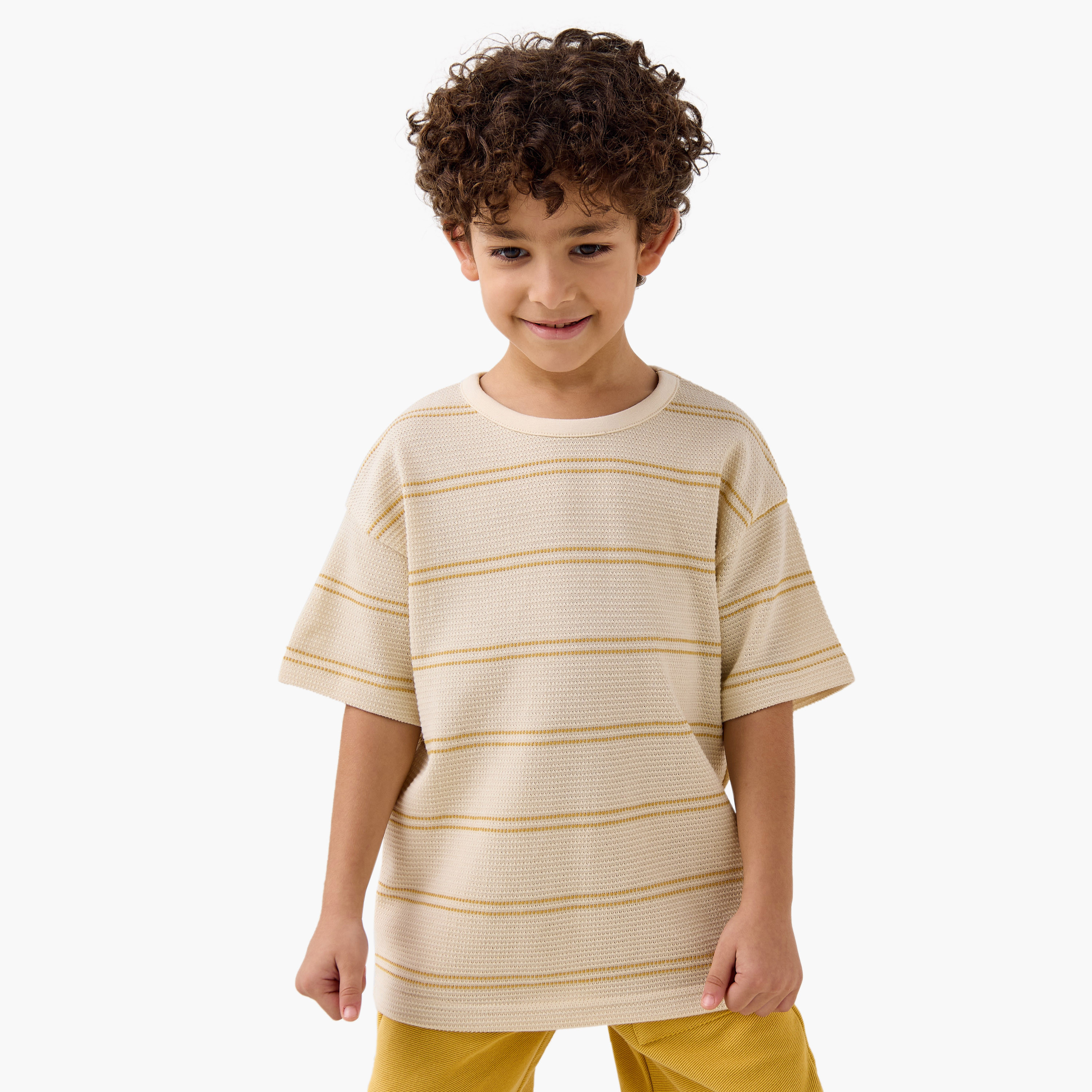 Eligo Striped Crew Neck T-shirt and Shorts Set-baby-boys-clothing-setsandcoords-image-2
