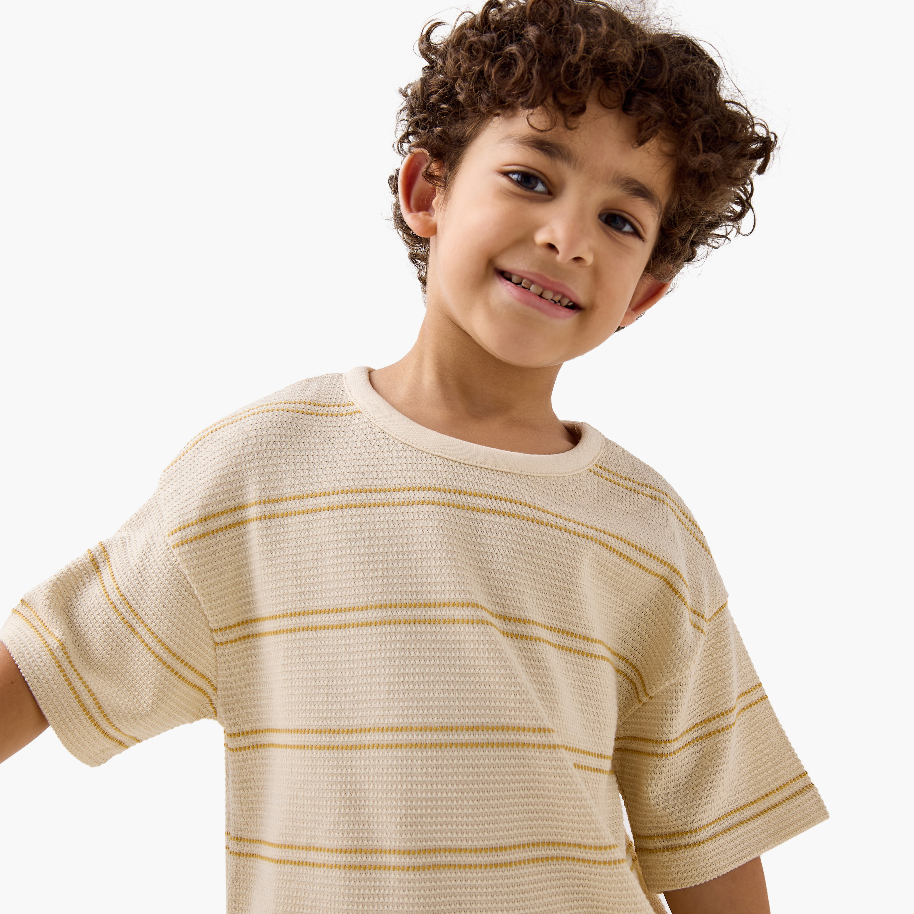 Eligo Striped Crew Neck T-shirt and Shorts Set-baby-boys-clothing-setsandcoords-image-5