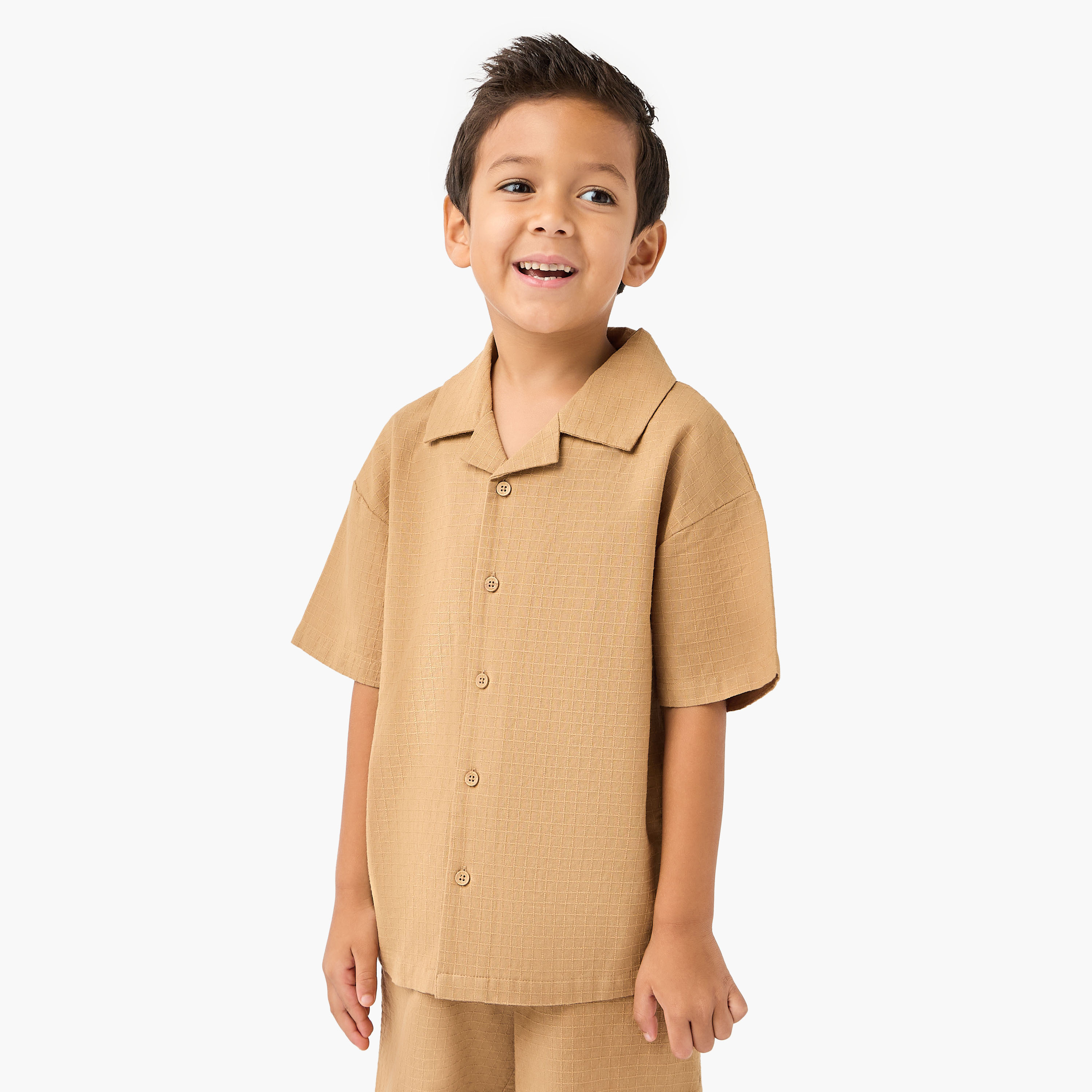 Eligo Textured Camp Collar Shirt and Shorts Set-boys-clothing-setsandcoords-image-2