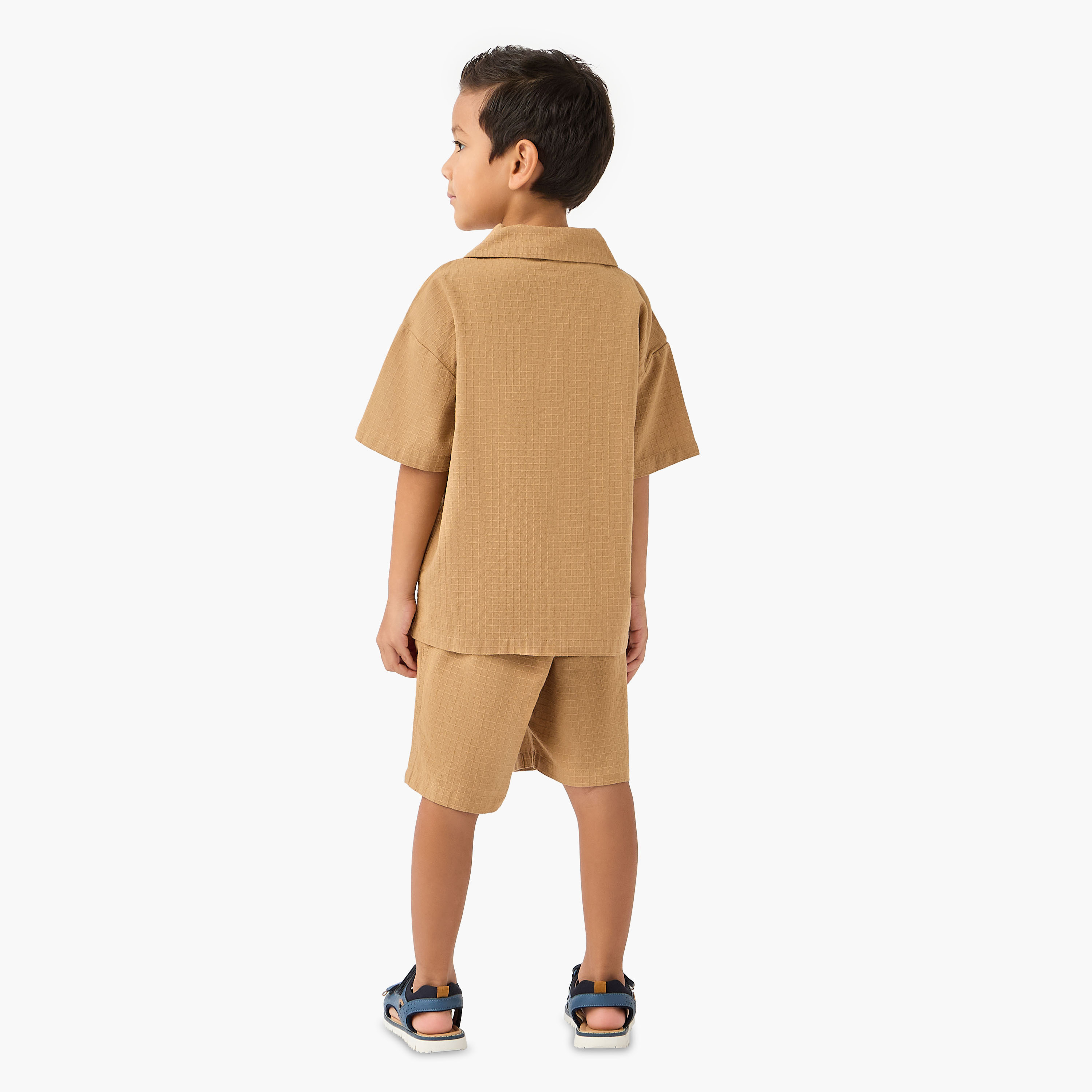 Eligo Textured Camp Collar Shirt and Shorts Set-boys-clothing-setsandcoords-image-4