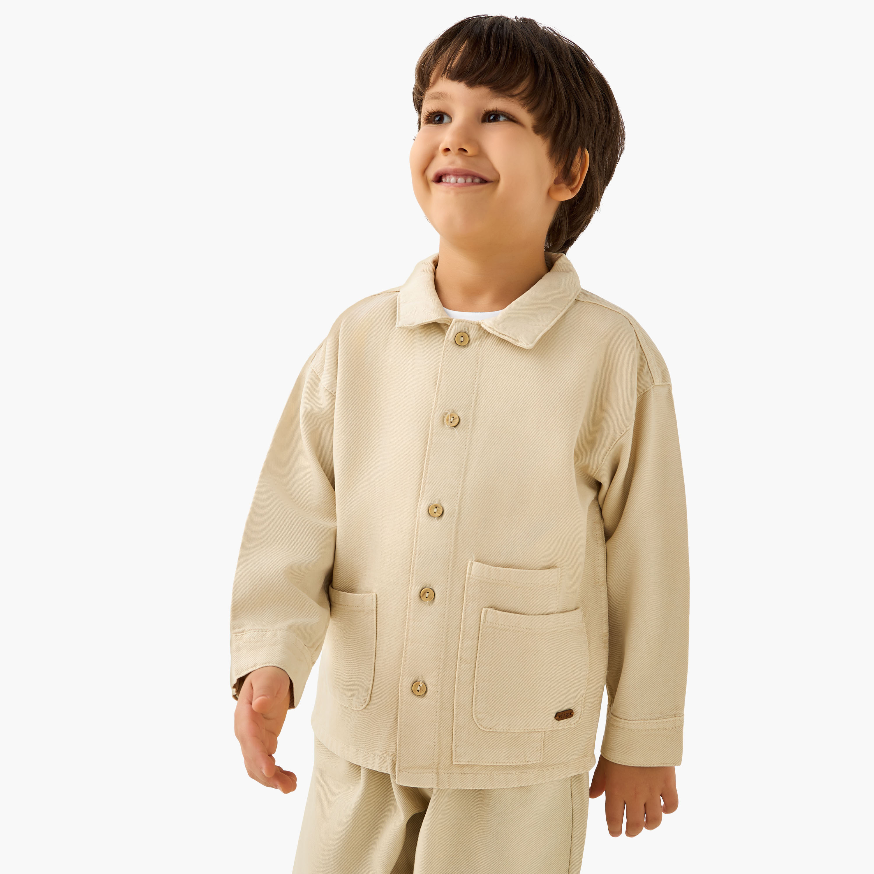 Eligo Collared Neck Long Sleeve Shirt and Pants Set with Pockets-boys-clothing-setsandcoords-image-2