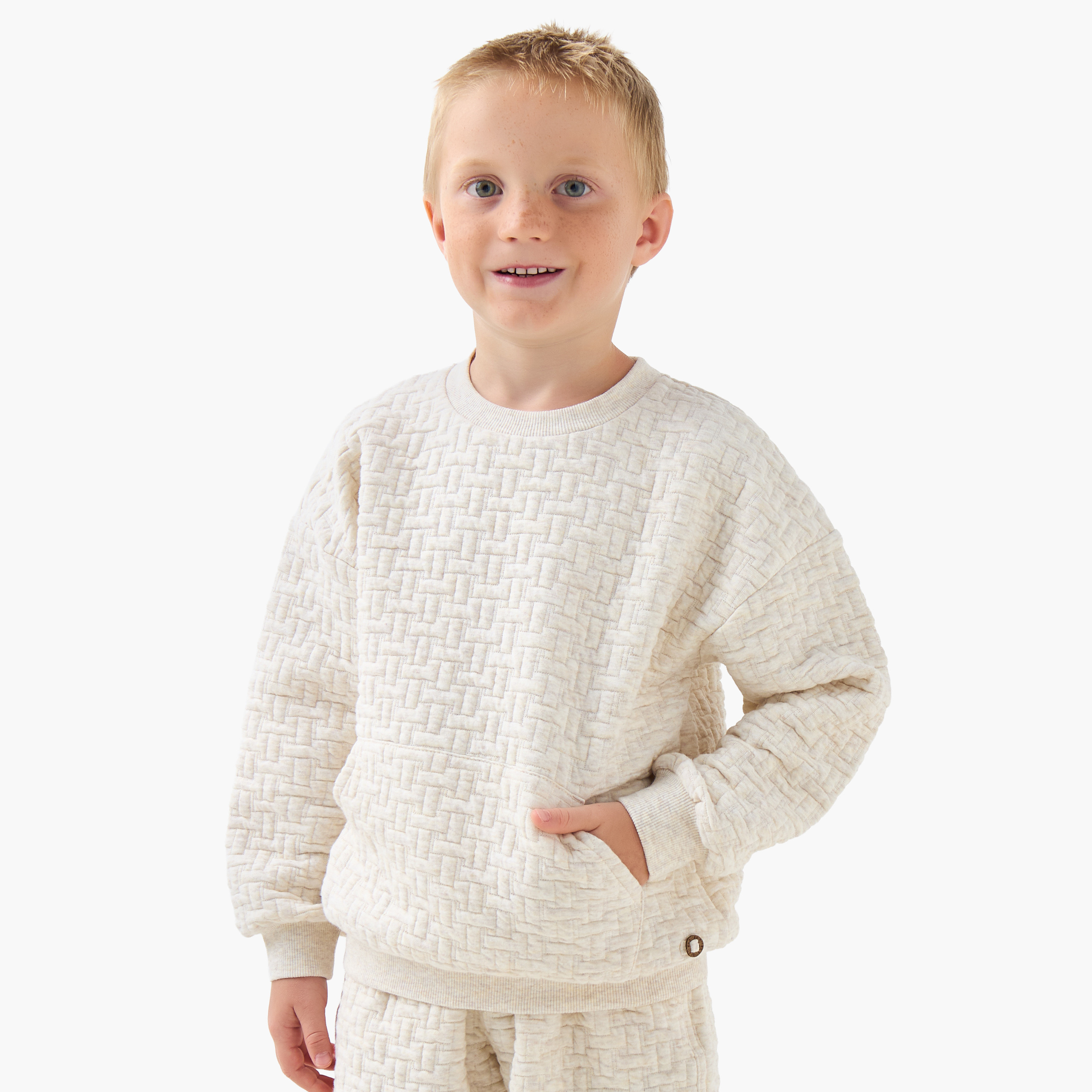 Eligo Crew Neck Long Sleeves Sweatshirt and Joggers Set with Texture-baby-boys-clothing-winterwear-setsandcoords-image-2