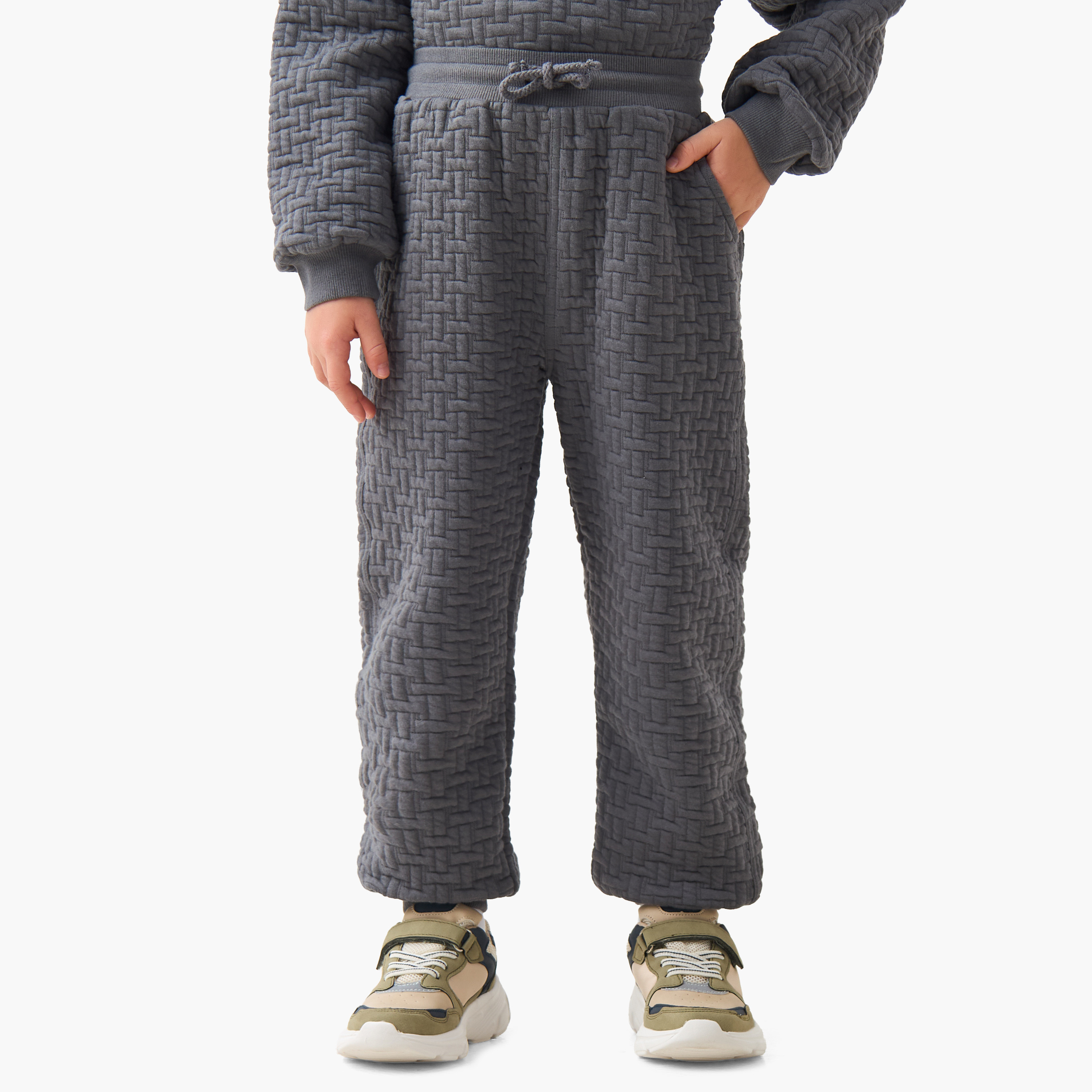 Eligo Crew Neck Long Sleeves Sweatshirt and Joggers Set with Texture-baby-boys-clothing-winterwear-setsandcoords-image-3
