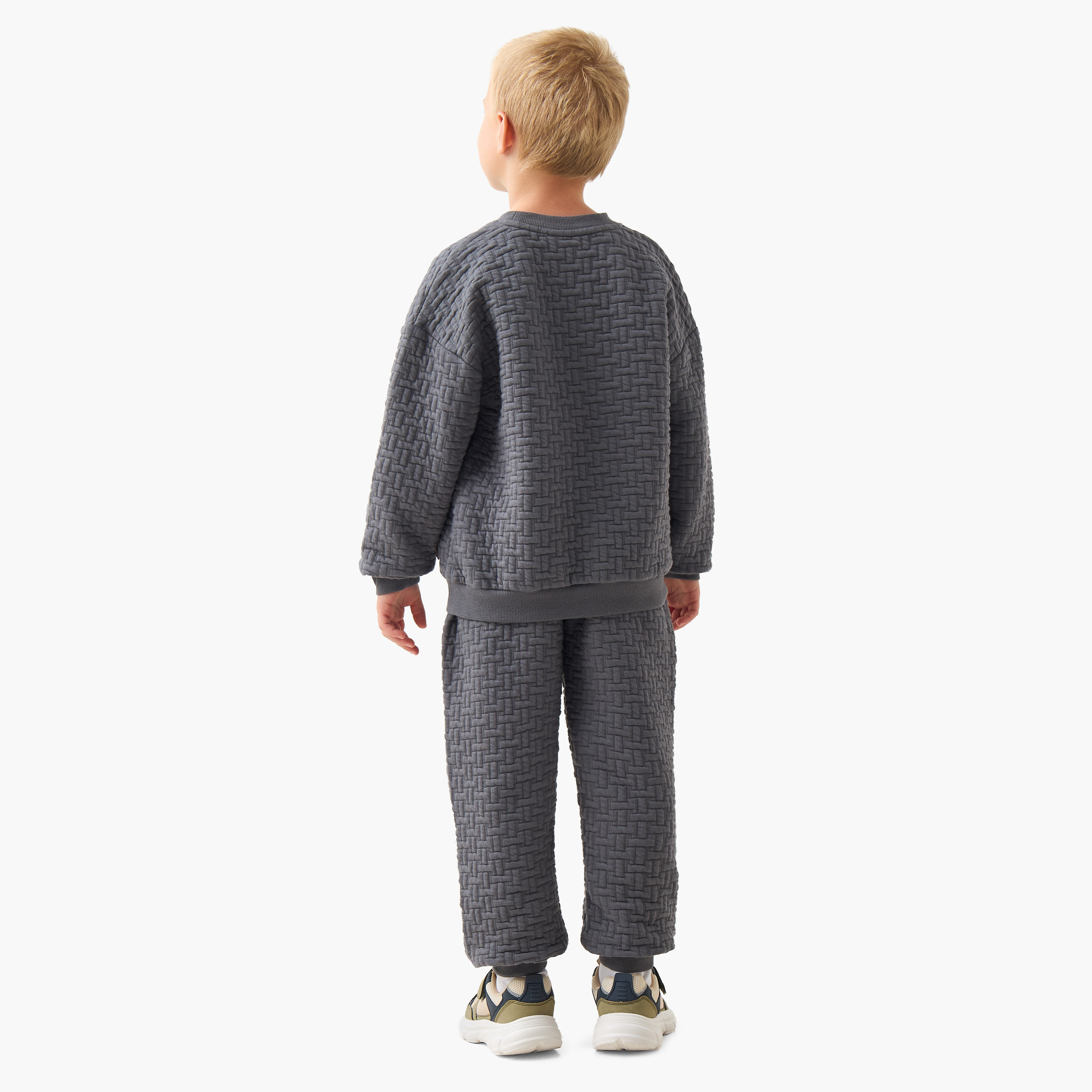 Eligo Crew Neck Long Sleeves Sweatshirt and Joggers Set with Texture-baby-boys-clothing-winterwear-setsandcoords-image-4