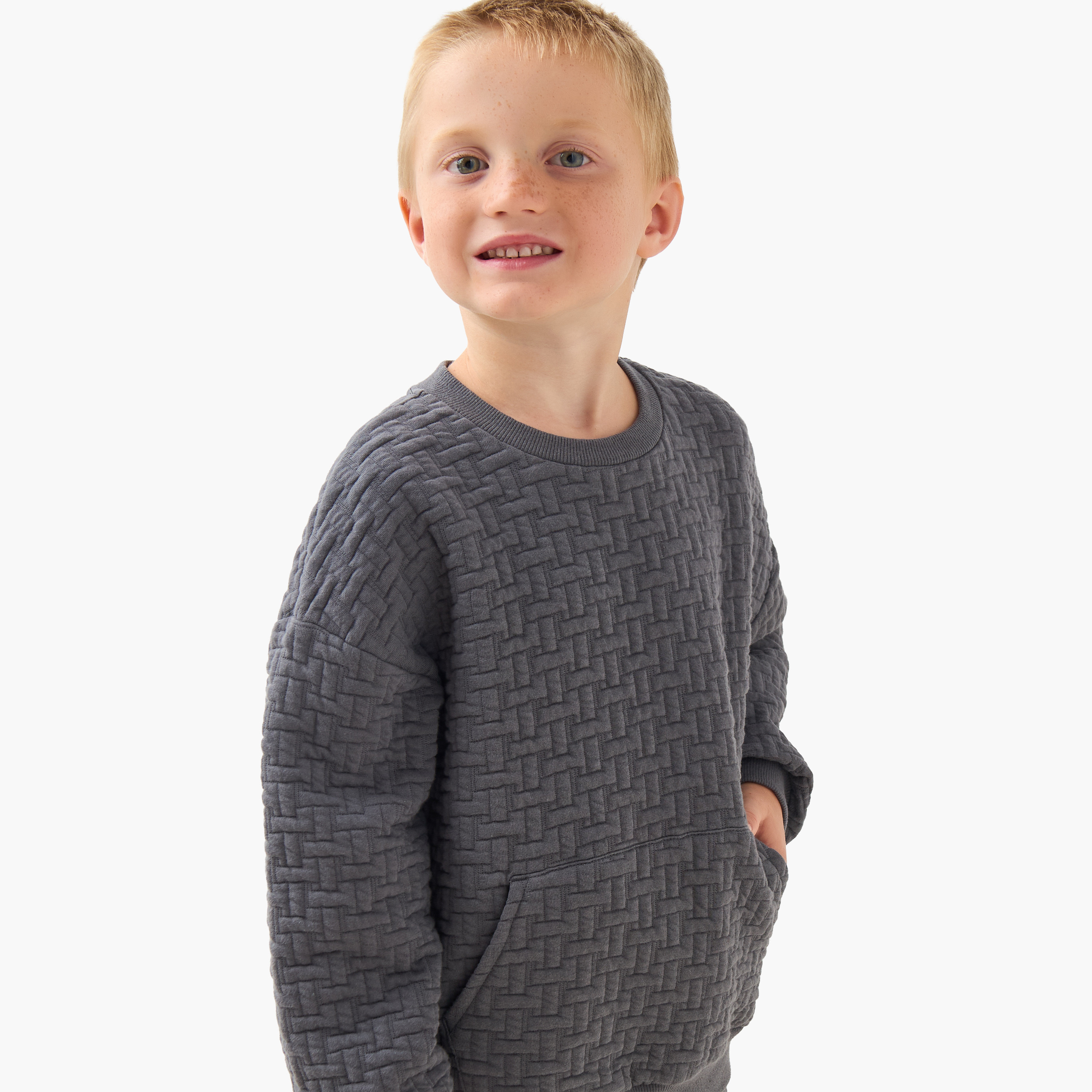 Eligo Crew Neck Long Sleeves Sweatshirt and Joggers Set with Texture-baby-boys-clothing-winterwear-setsandcoords-image-5