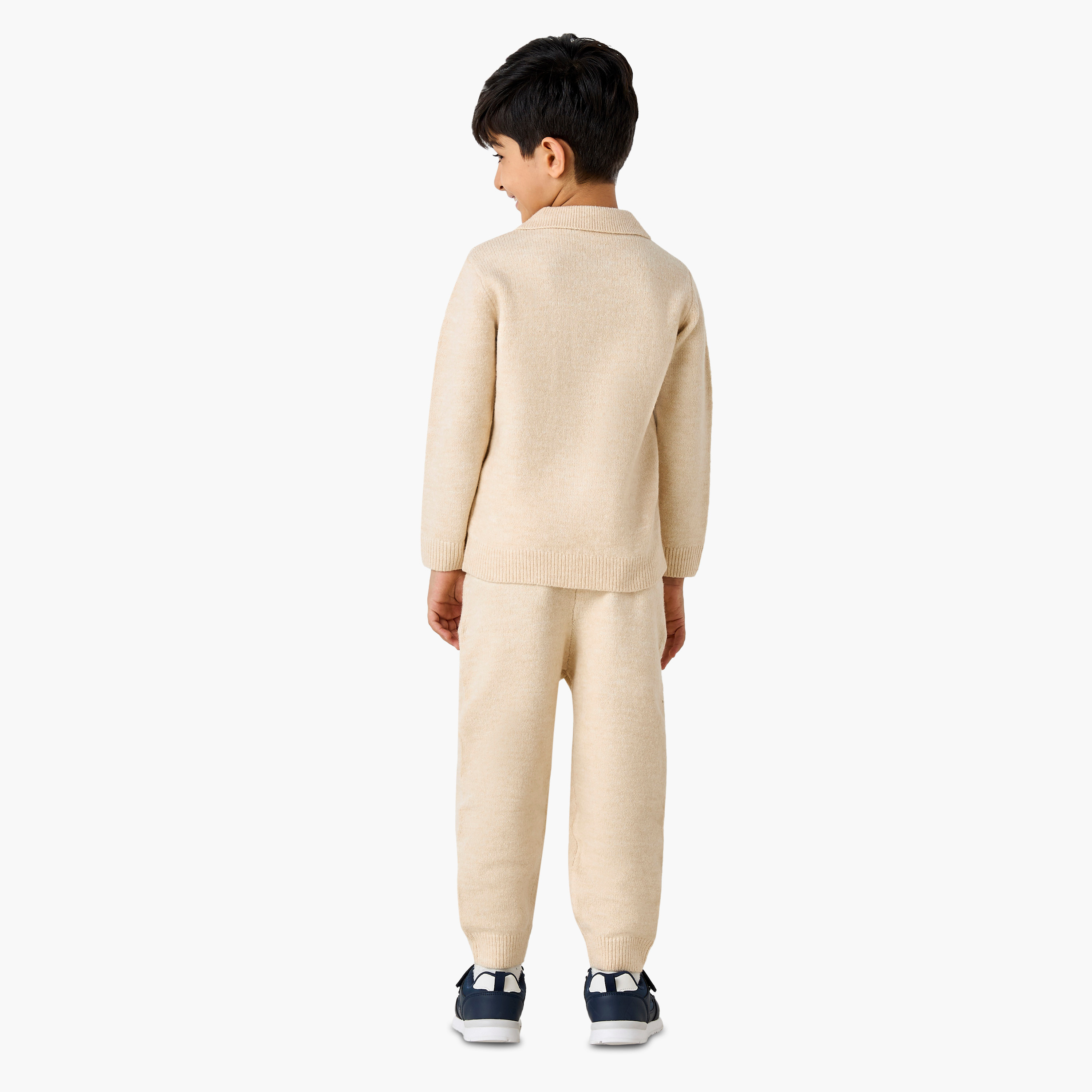 Eligo Boys T-shirt and Joggers Set with Pockets - Polyester - Long Sleeves - Collar-baby-boys-clothing-winterwear-setsandcoords-image-3