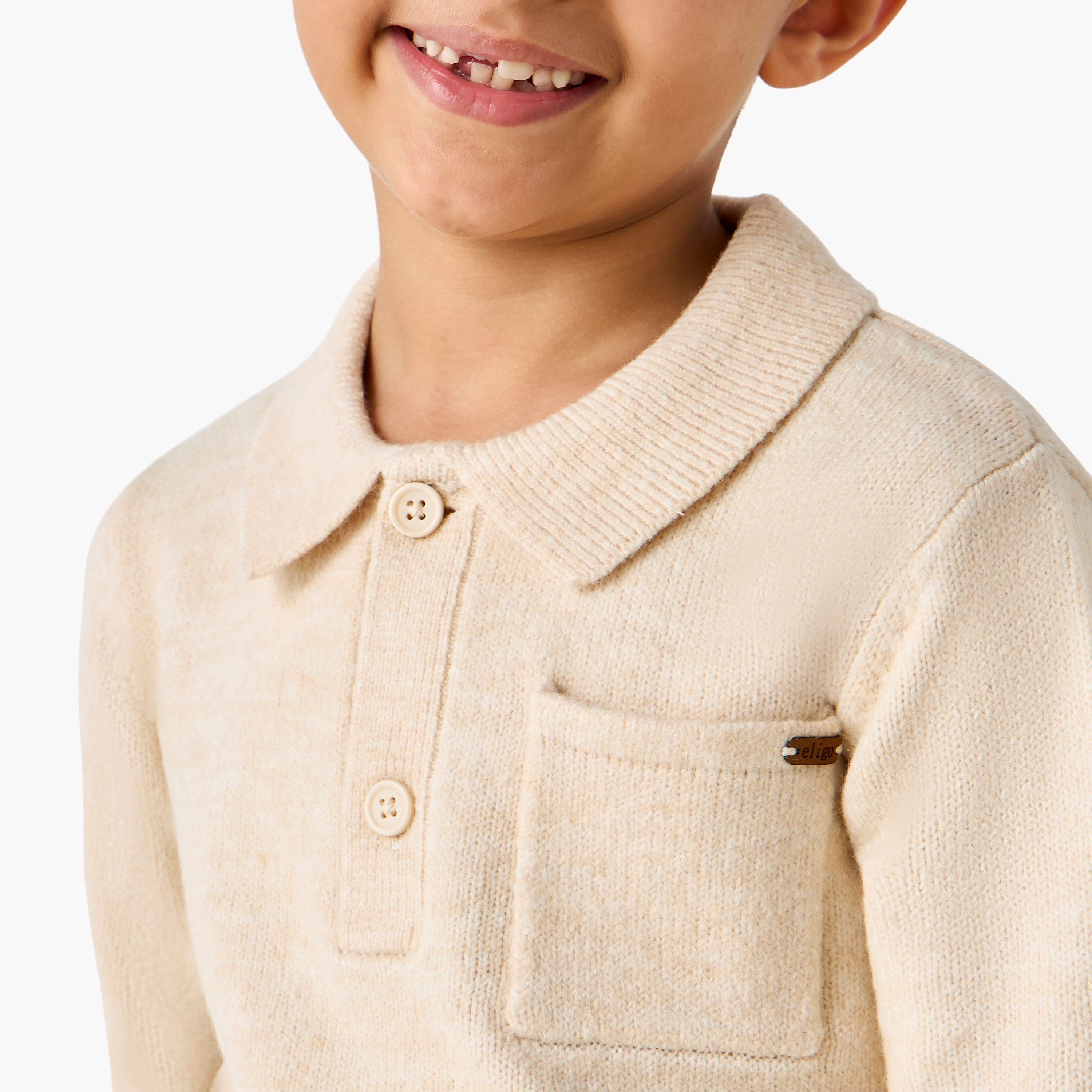 Eligo Boys T-shirt and Joggers Set with Pockets - Polyester - Long Sleeves - Collar-baby-boys-clothing-winterwear-setsandcoords-image-5