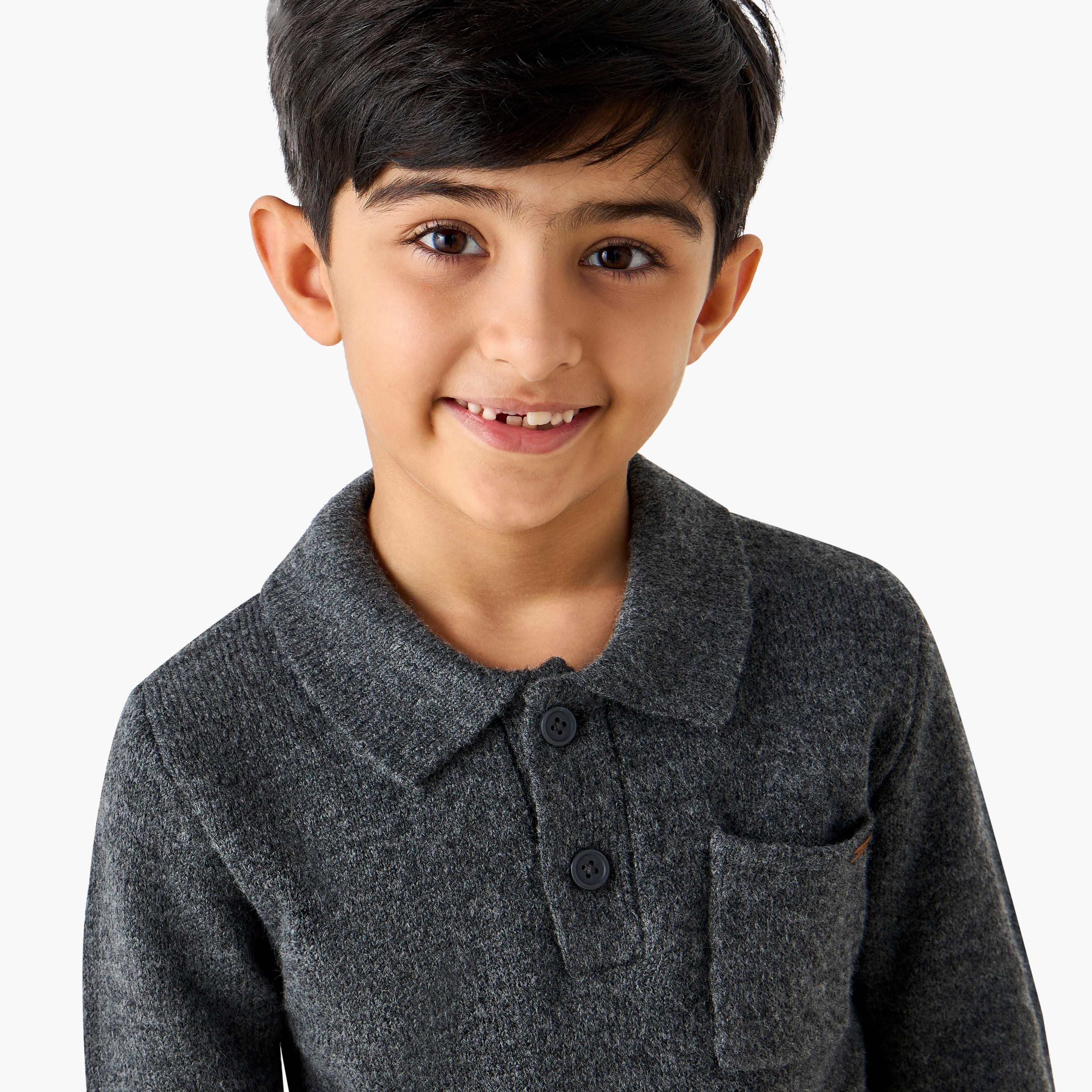 Eligo Boys T-shirt and Joggers Set with Pockets - Polyester - Long Sleeves - Collar-baby-boys-clothing-winterwear-setsandcoords-image-5