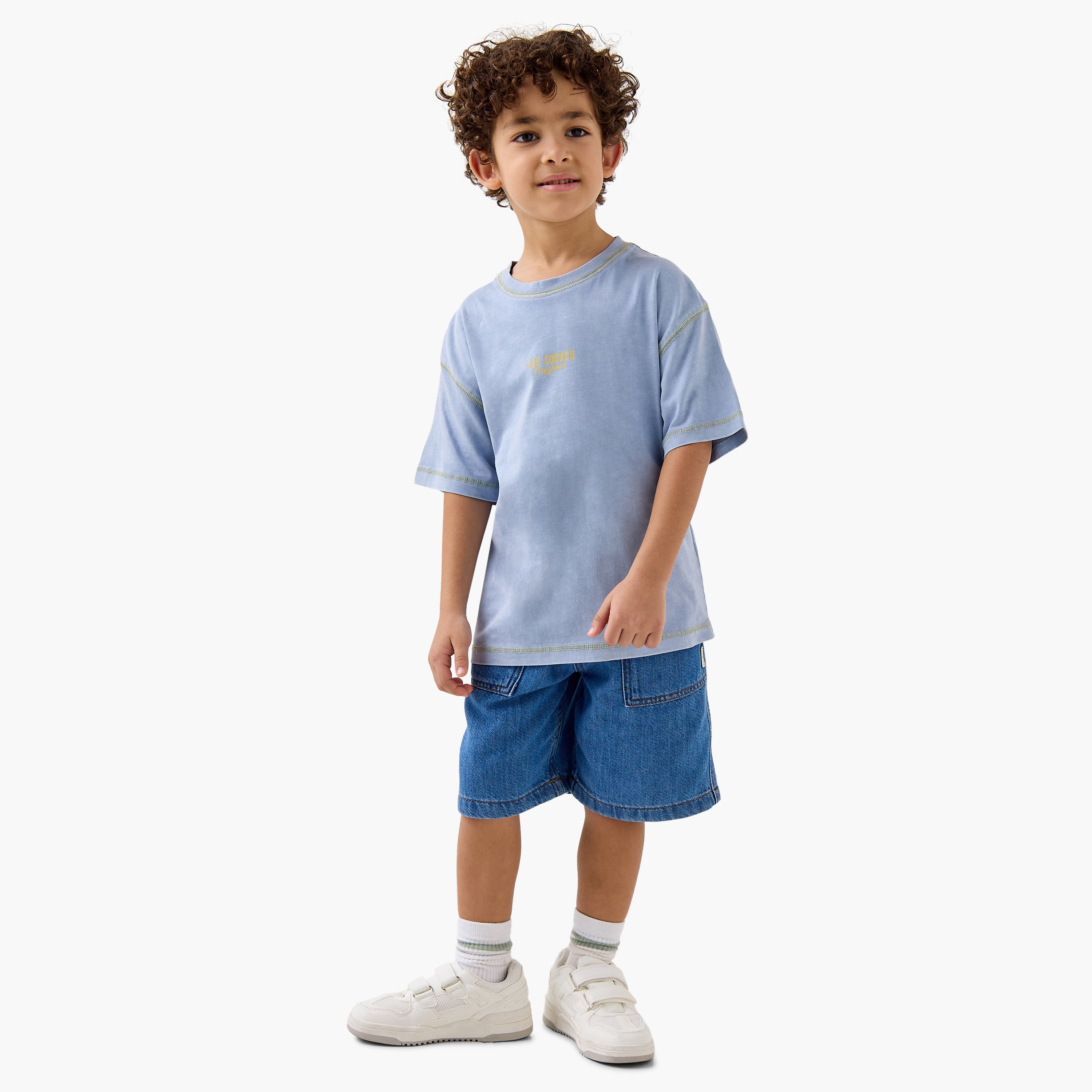 Lee Cooper Varsity Print T-shirt with Crew Neck-boys-clothing-tshirtsandpolos-image-2