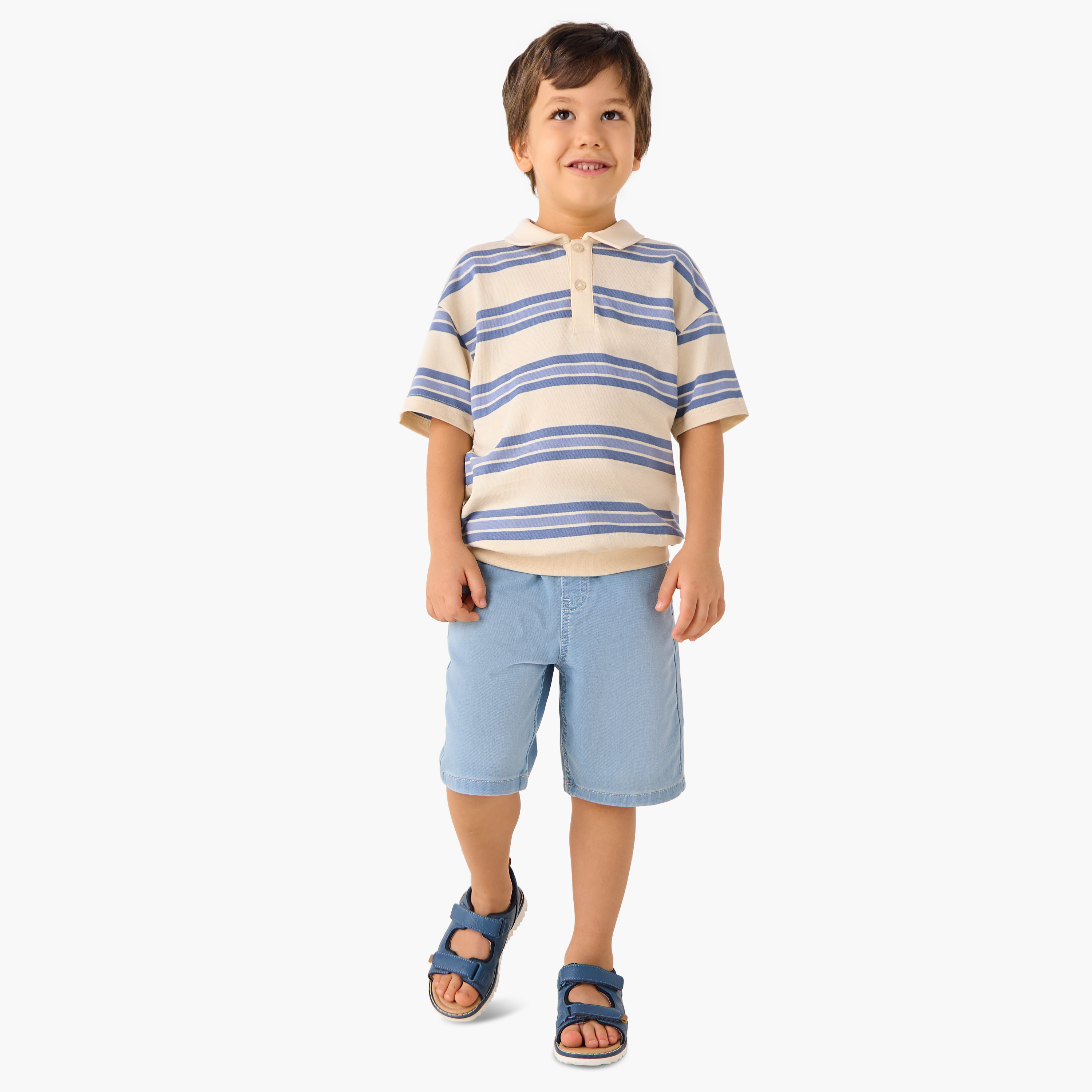تيشيرت بولو مخطط بياقة وأكمام قصيرة من لي كوبر-boys-clothing-tshirtsandpolos-image-2