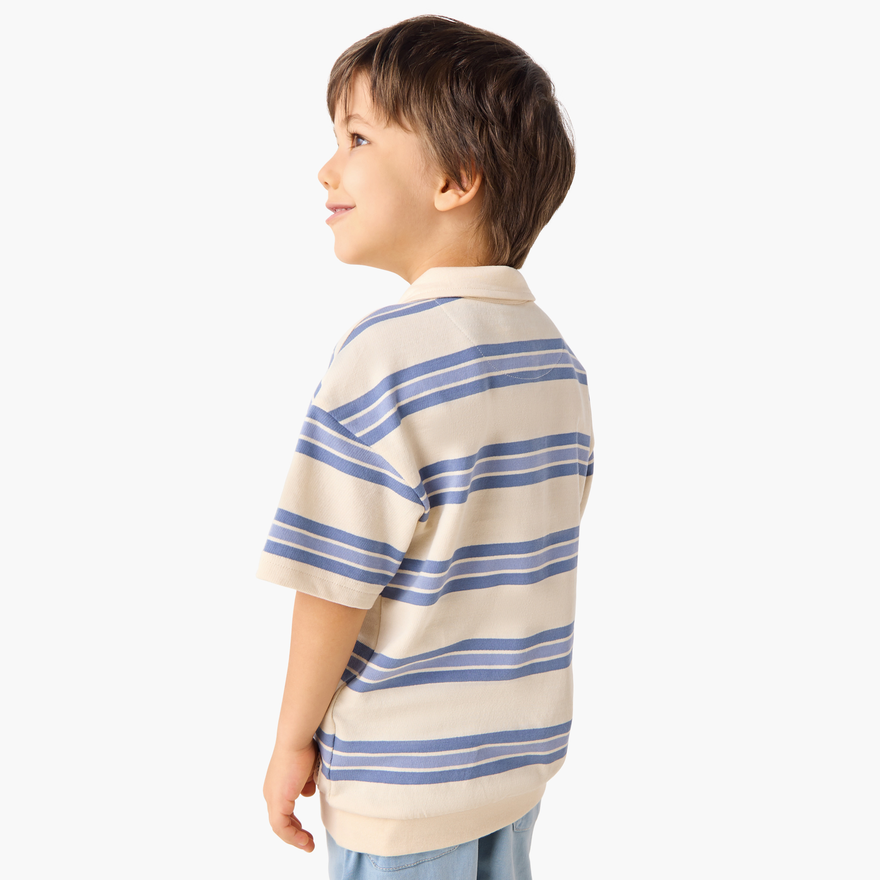 تيشيرت بولو مخطط بياقة وأكمام قصيرة من لي كوبر-boys-clothing-tshirtsandpolos-image-3