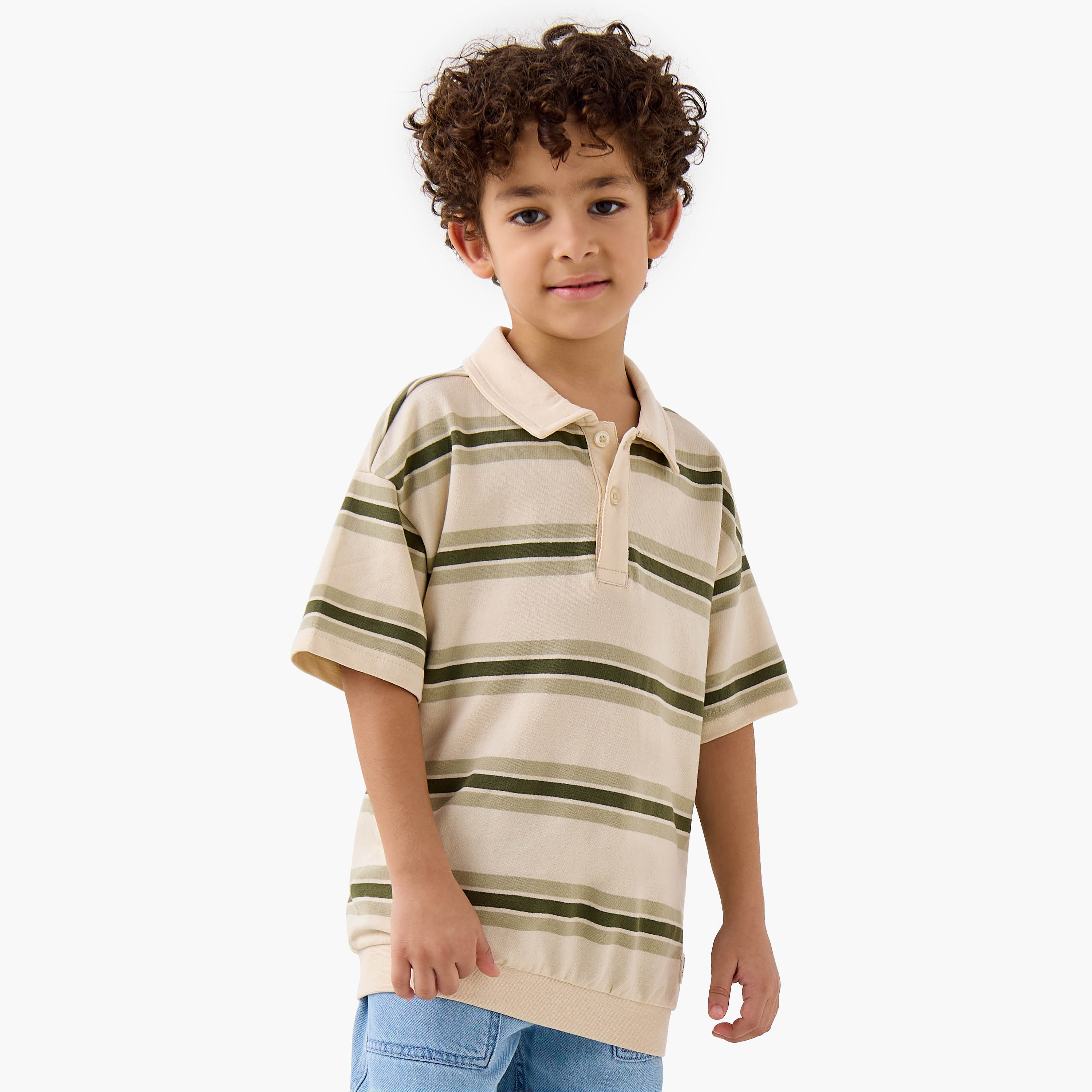 Lee Cooper Striped Polo T-shirt with Short Sleeves-boys-clothing-tshirtsandpolos-image-1