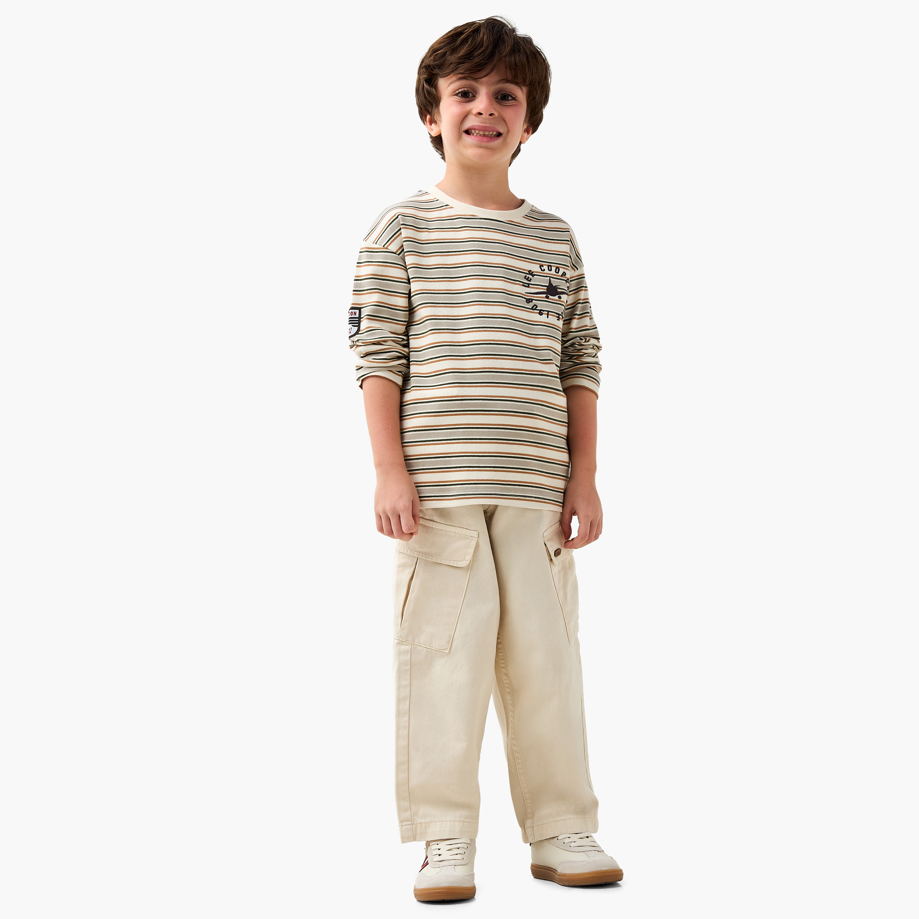 تيشيرت مخطط بأكمام طويلة وياقة ضيقة من لي كوبر-boys-clothing-tshirtsandpolos-image-2