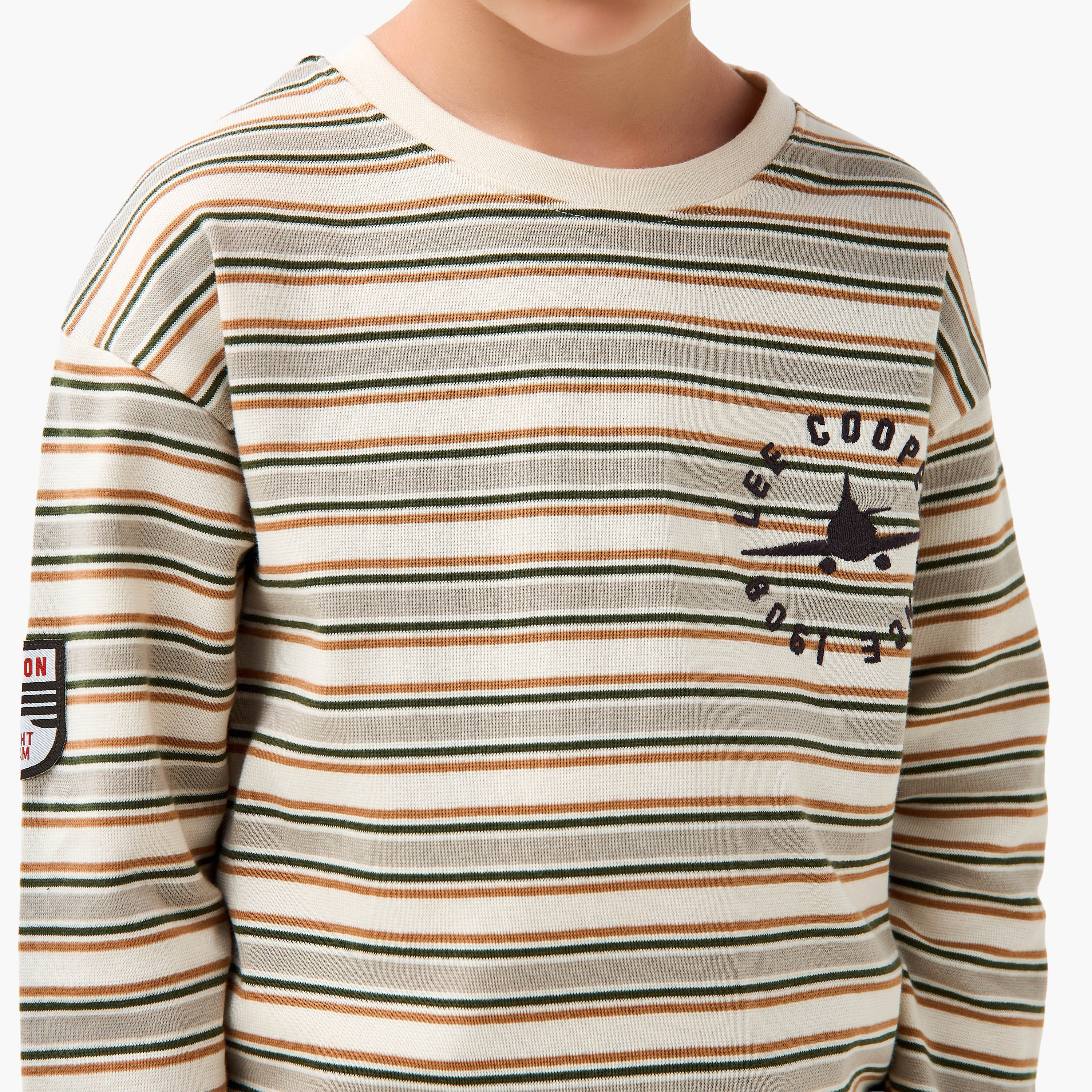 تيشيرت مخطط بأكمام طويلة وياقة ضيقة من لي كوبر-boys-clothing-tshirtsandpolos-image-5