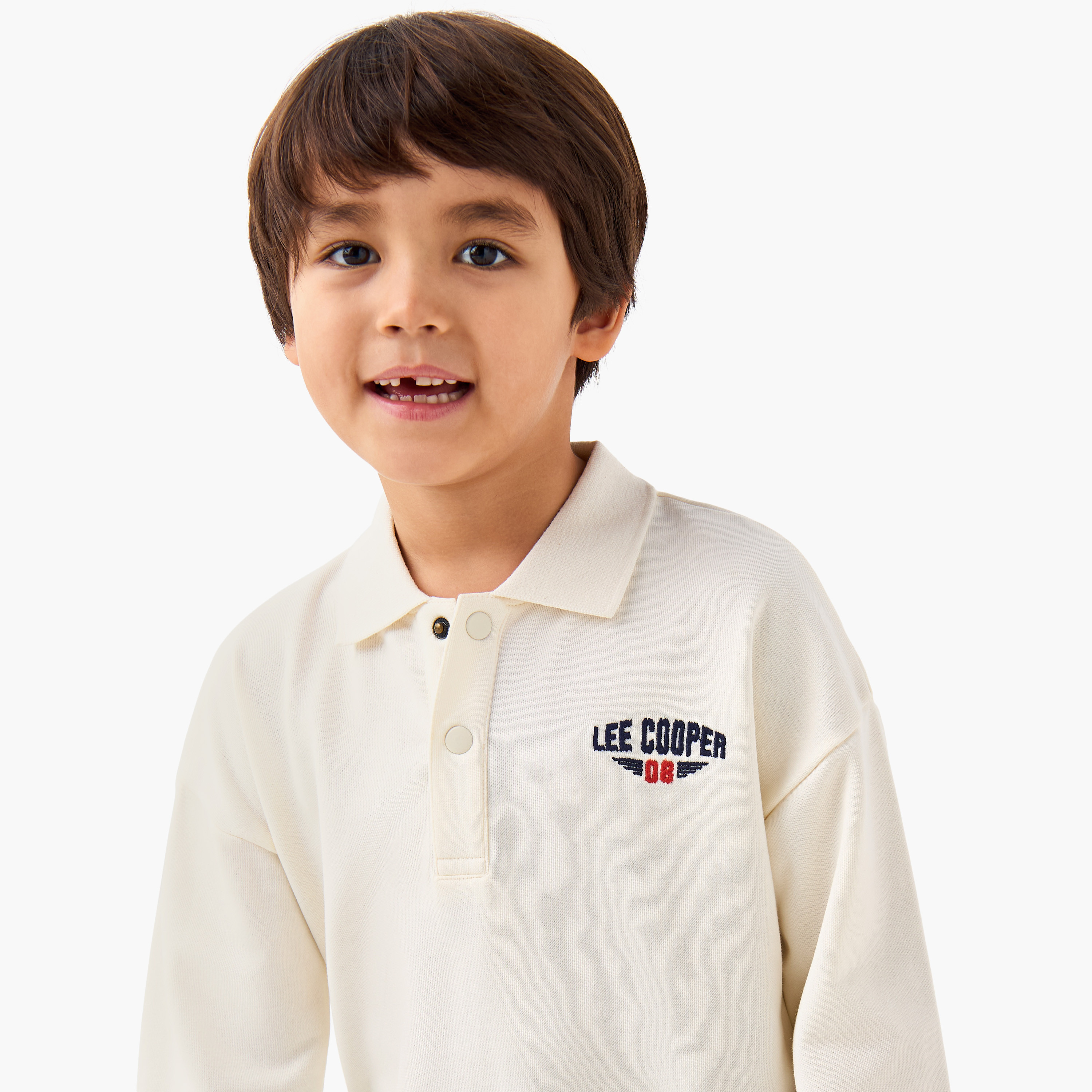 تيشيرت لي كوبر بياقة وأكمام طويلة وتطريز الشعار-boys-clothing-tshirtsandpolos-image-4