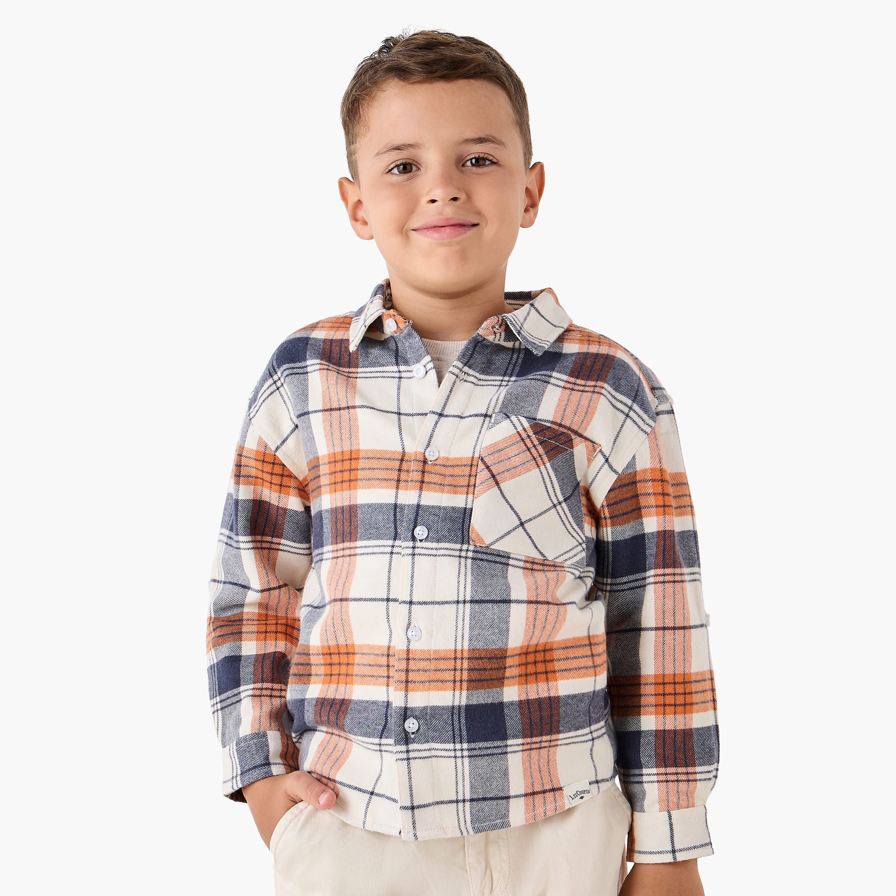 Lee Cooper Boys Shirt with Checks and Chest Pocket - Cotton Blend - Long Sleeves - Collar-boys-clothing-shirts-image-1
