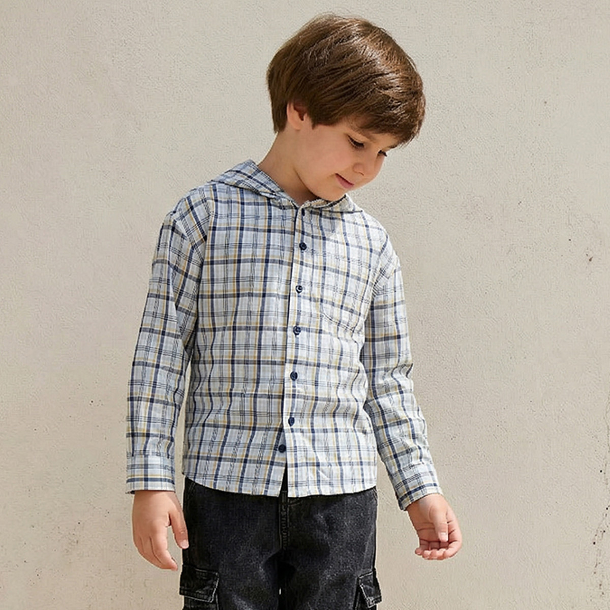 Lee Cooper Boys Checked Shirt with Hood - Soft Cotton - Long Sleeves-boys-clothing-shirts-image-1