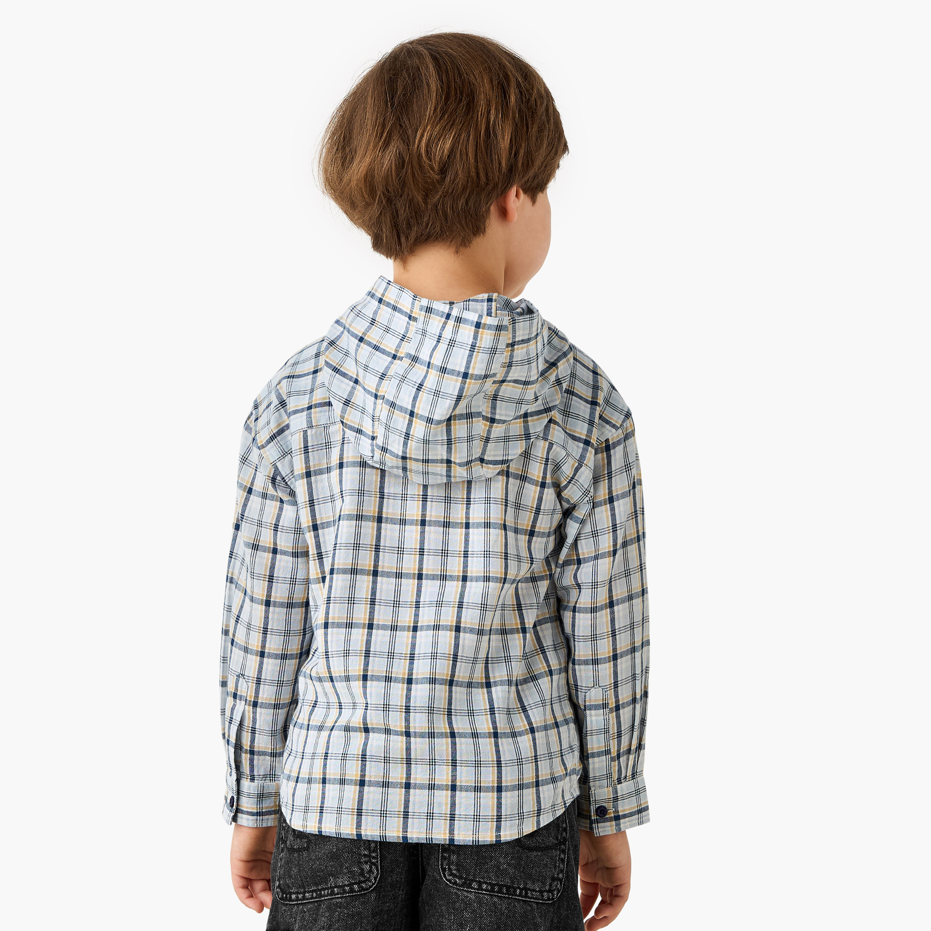 Lee Cooper Boys Checked Shirt with Hood - Soft Cotton - Long Sleeves-boys-clothing-shirts-image-3