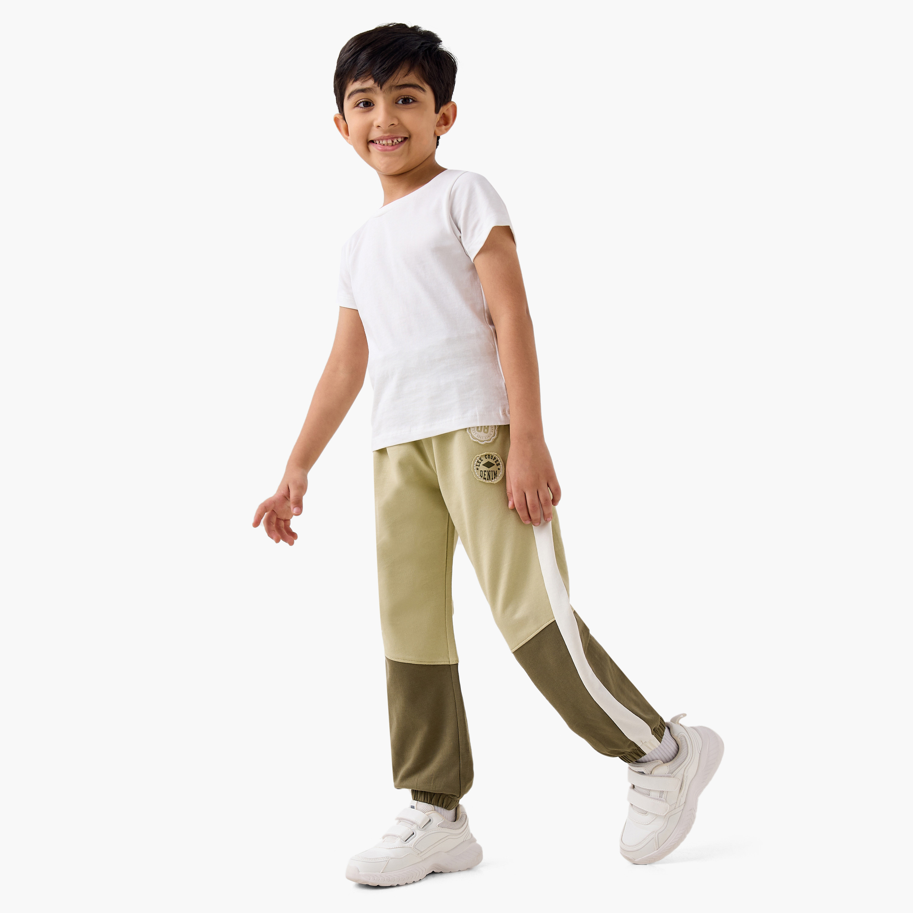 Lee Cooper Colourblock Joggers with Elasticated Waistband and Pockets-boys-clothing-bottoms-joggersandtrackpants-image-2