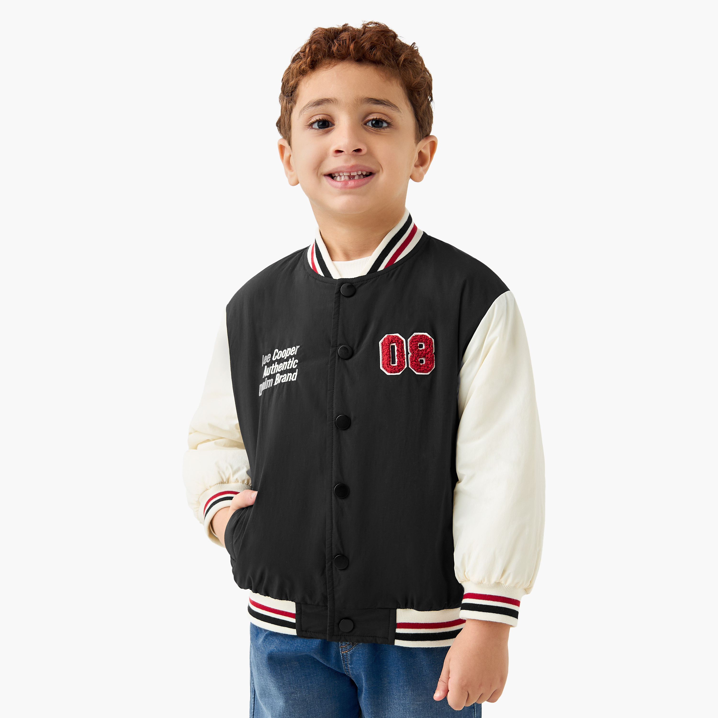 Lee Cooper Embroidered Varsity Jacket with Long Sleeves and Button Closure-baby-boys-clothing-jacketsandblazers-image-1