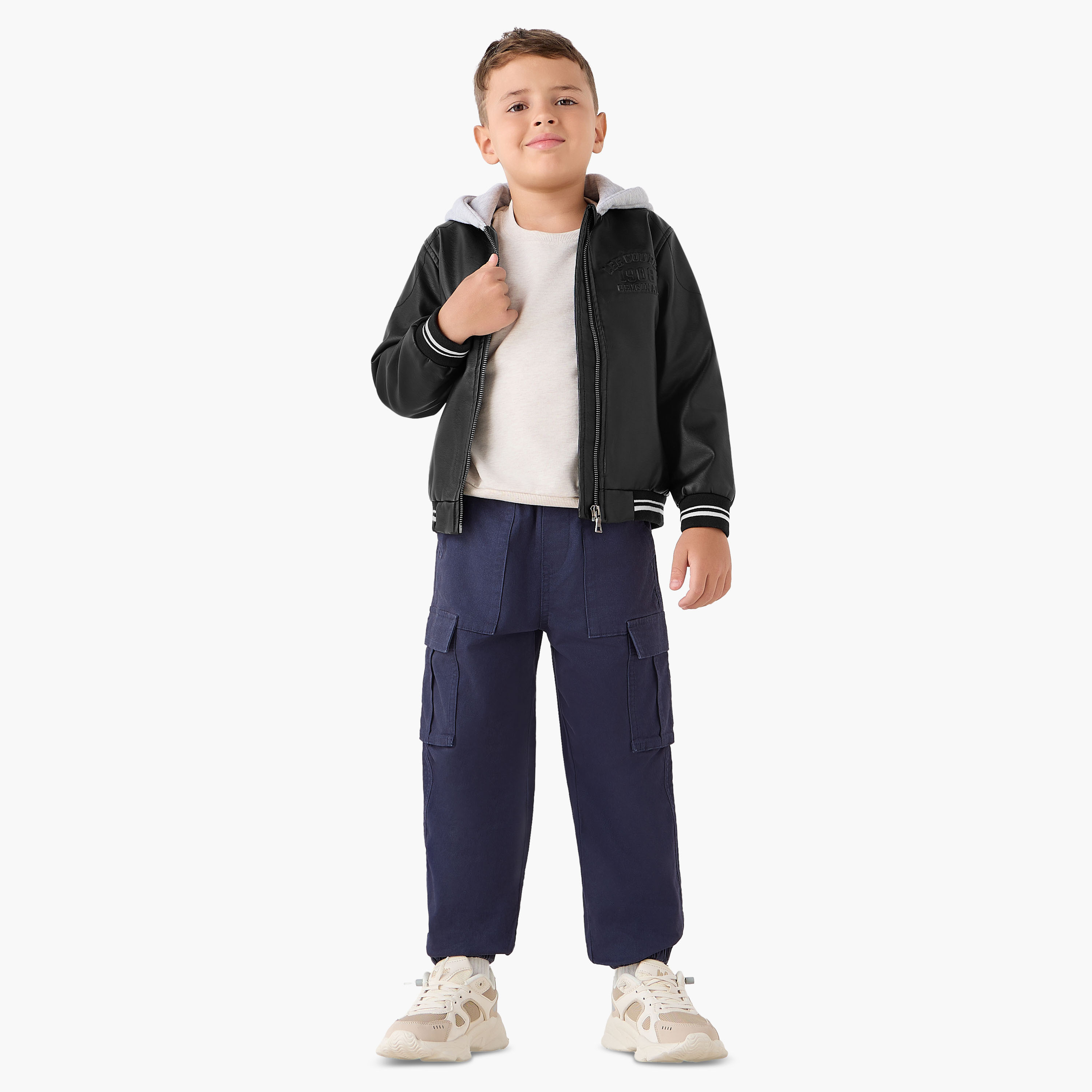 Lee Cooper Contrast Hood Bomber Jacket with Zip Closure-boys-clothing-jacketsandcoats-image-2