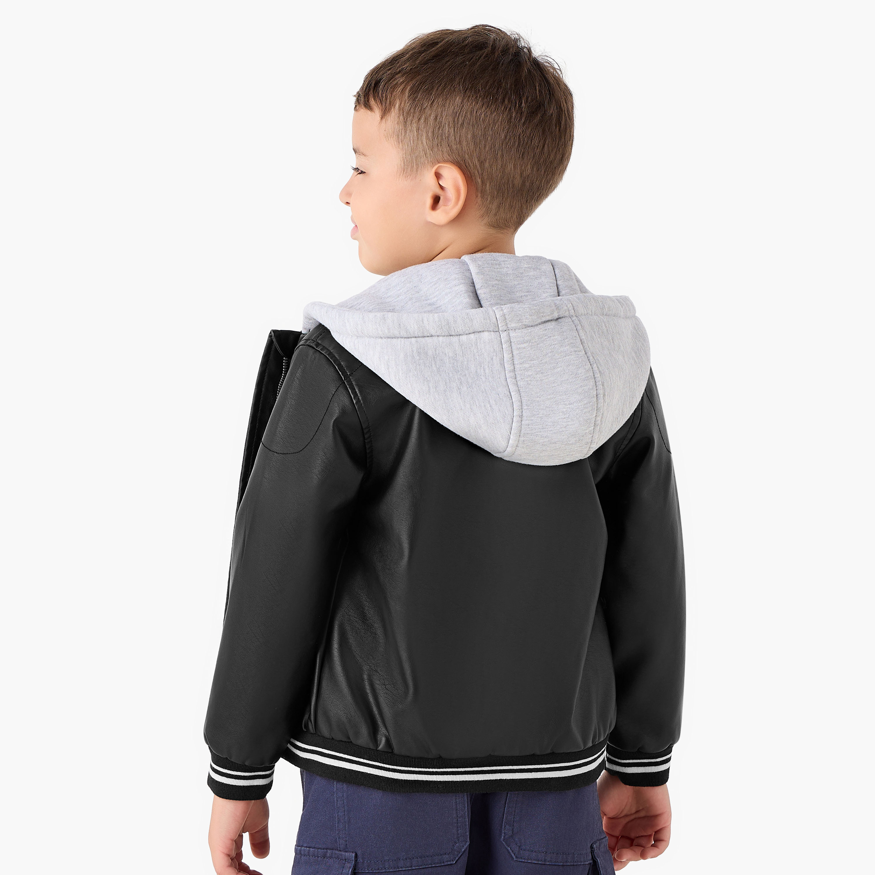 Lee Cooper Contrast Hood Bomber Jacket with Zip Closure-boys-clothing-jacketsandcoats-image-3