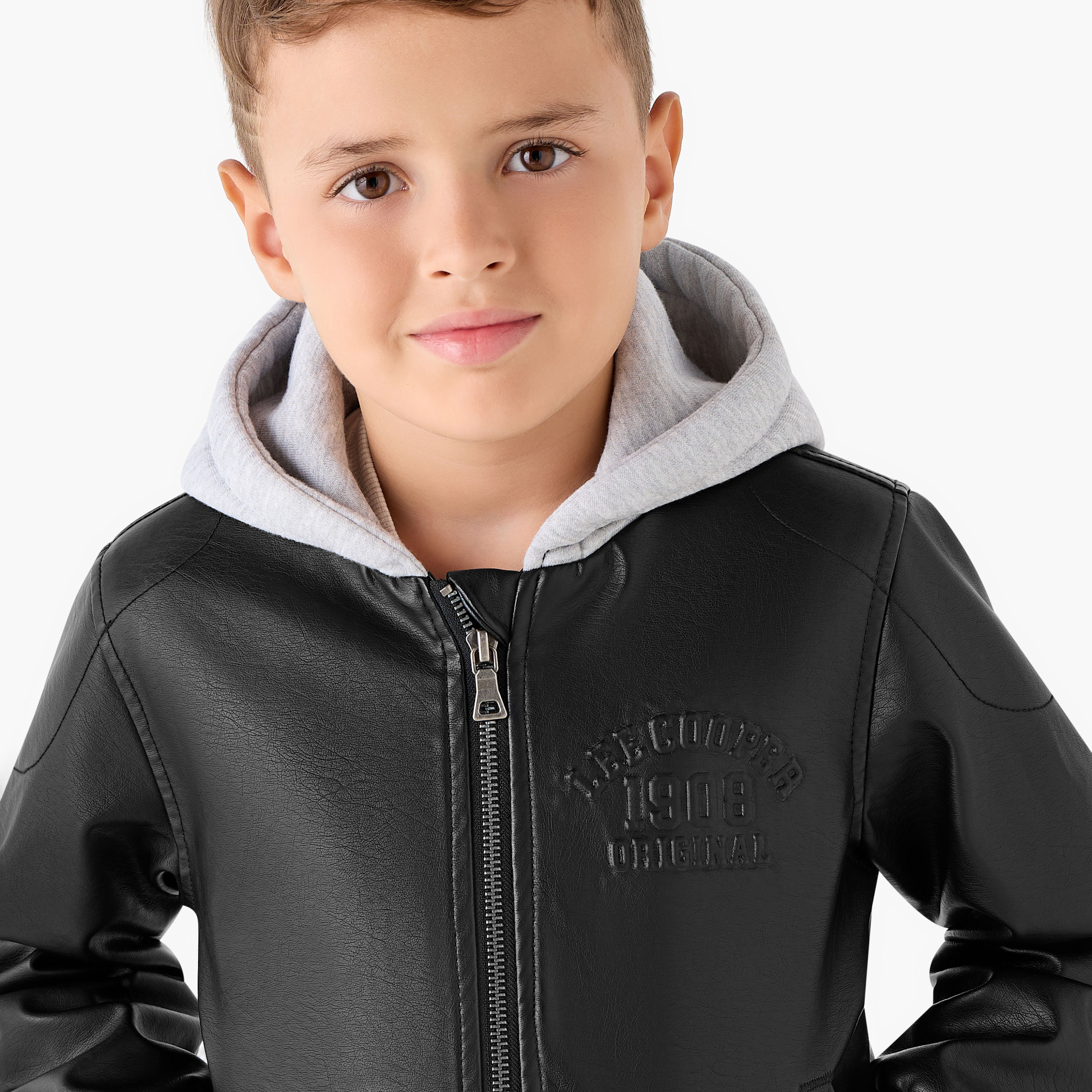 Lee Cooper Contrast Hood Bomber Jacket with Zip Closure-boys-clothing-jacketsandcoats-image-4