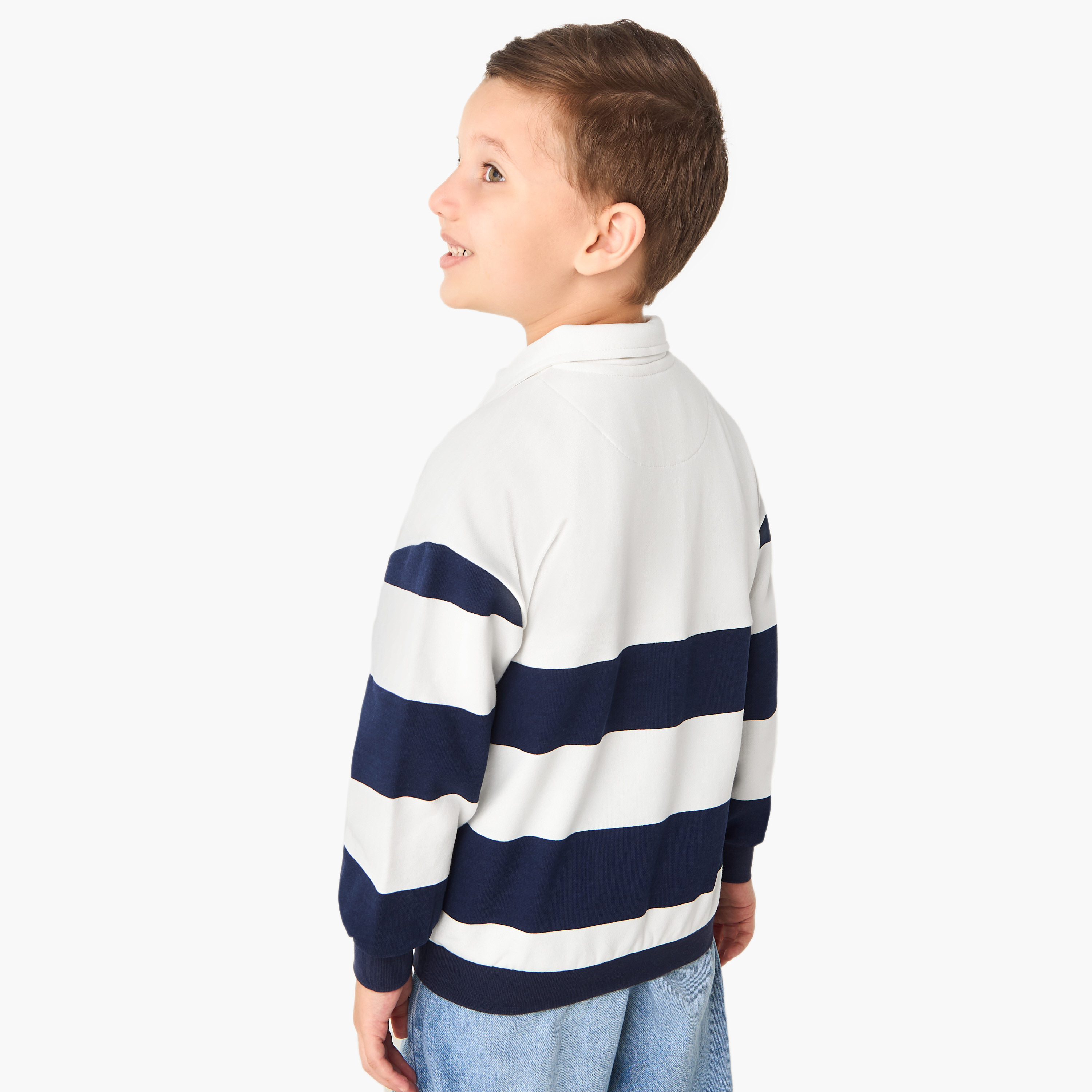Lee Cooper Collared Long Sleeves Sweatshirt with Stripes-boys-clothing-tshirtsandpolos-image-3