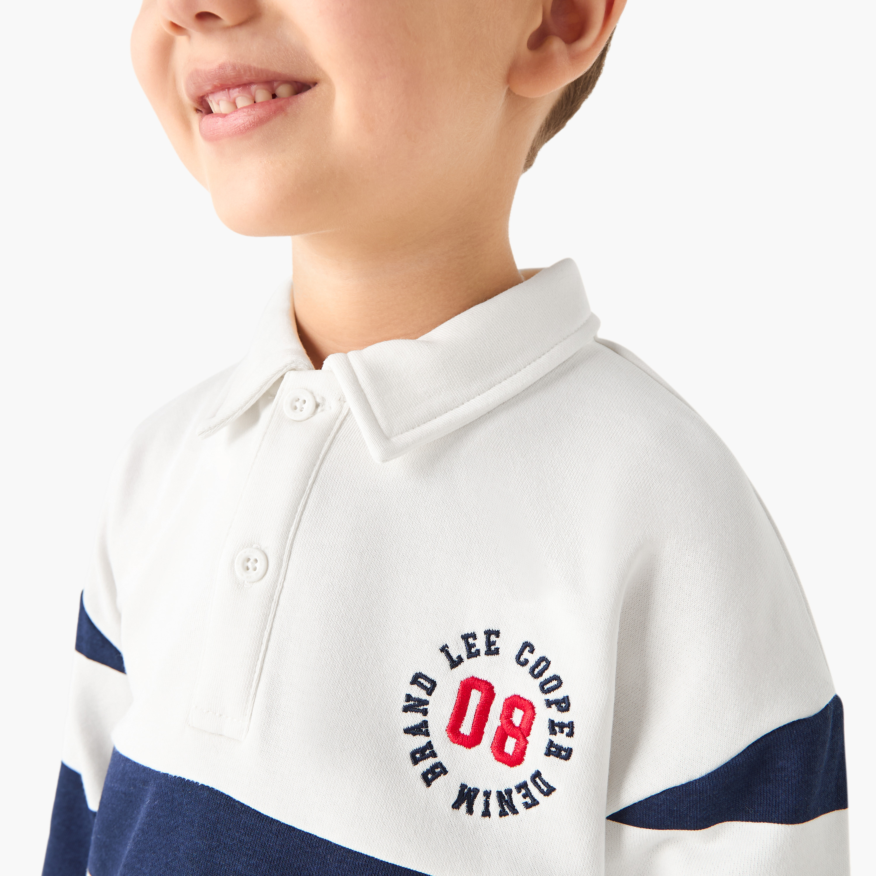 Lee Cooper Collared Long Sleeves Sweatshirt with Stripes-boys-clothing-tshirtsandpolos-image-4