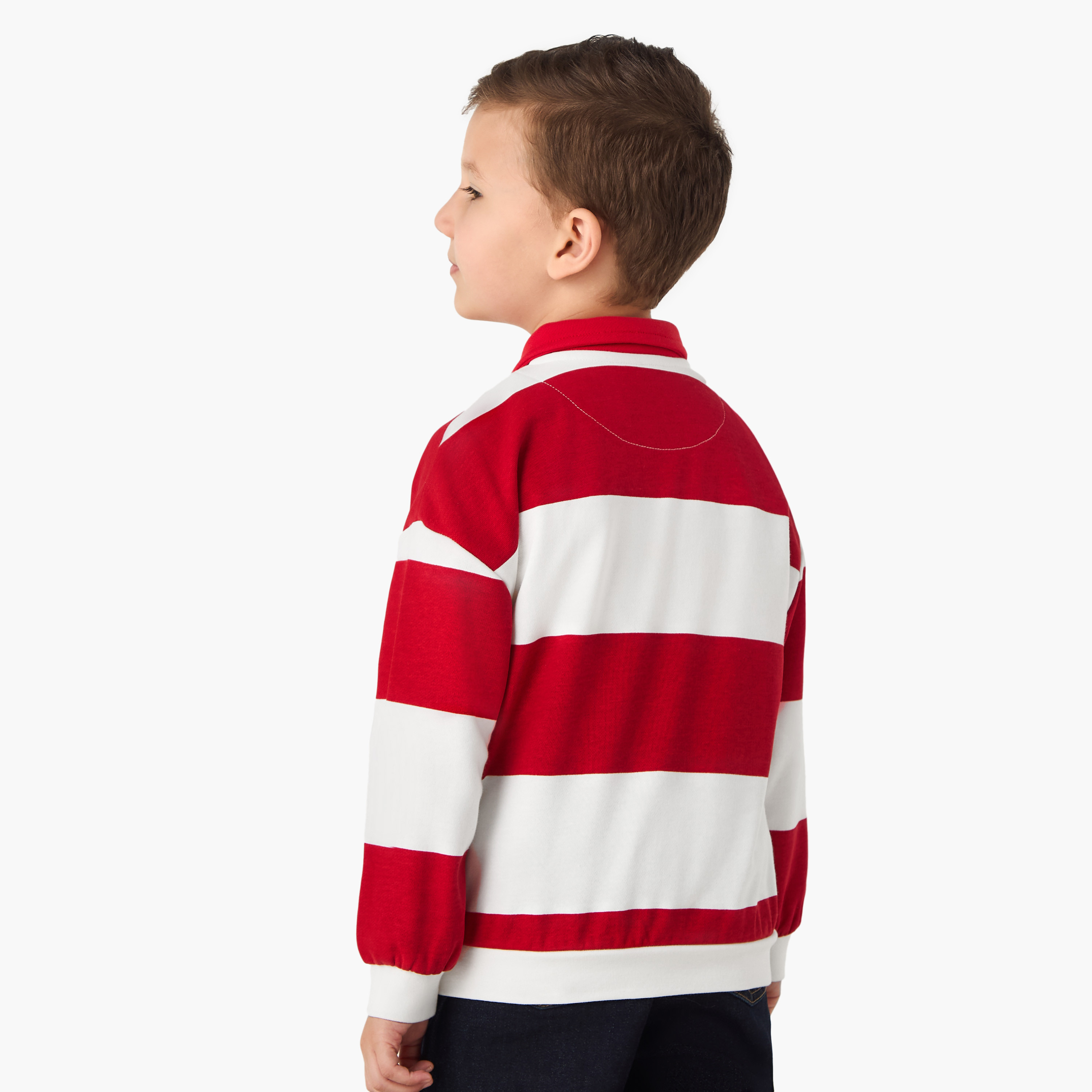 سويت شيرت مخطط بياقة وأكمام طويلة من لي كوبر-boys-clothing-tshirtsandpolos-image-3