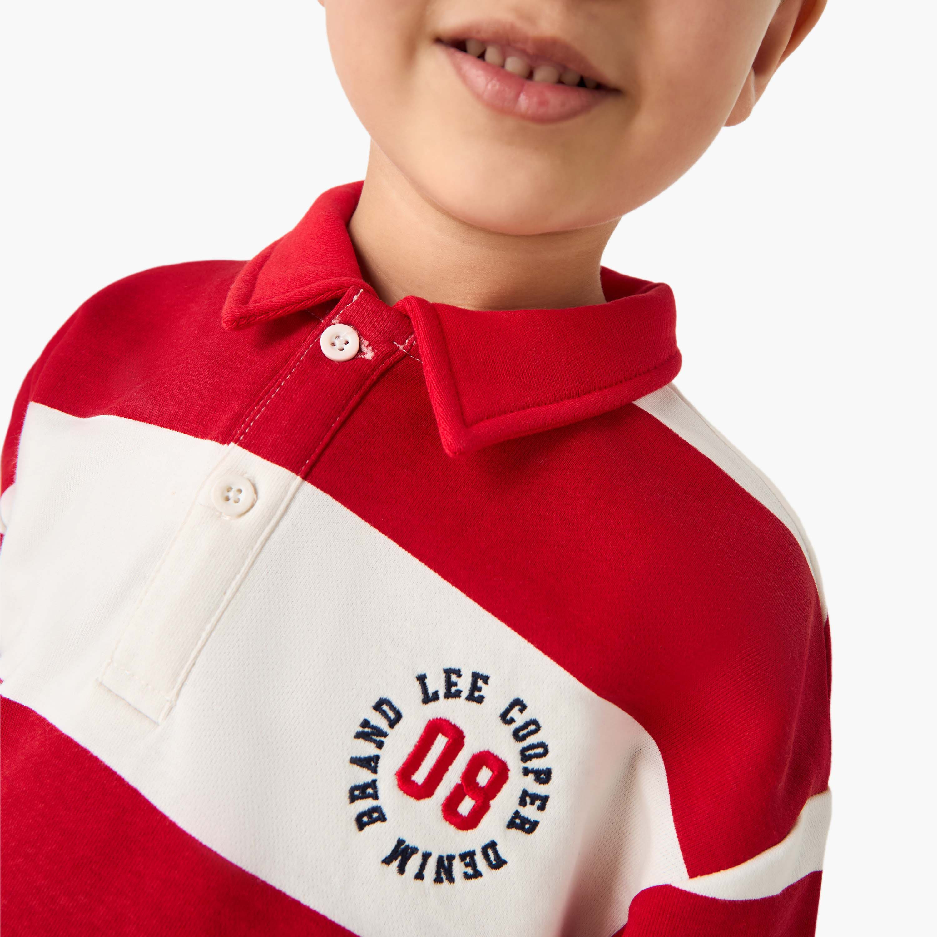 سويت شيرت مخطط بياقة وأكمام طويلة من لي كوبر-boys-clothing-tshirtsandpolos-image-4