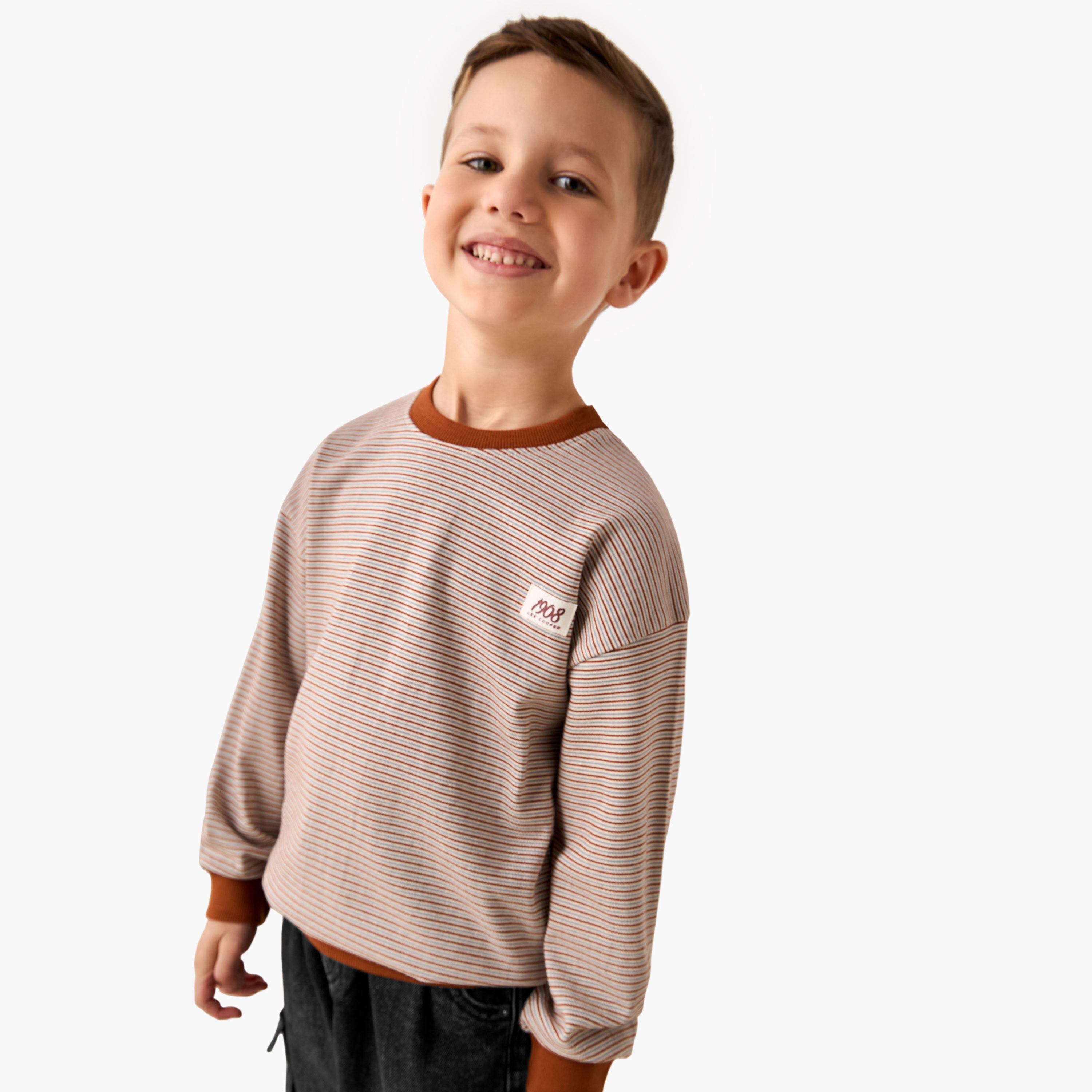 Lee Cooper Striped Sweatshirt with Long Sleeves-boys-clothing-sweatshirts-image-1
