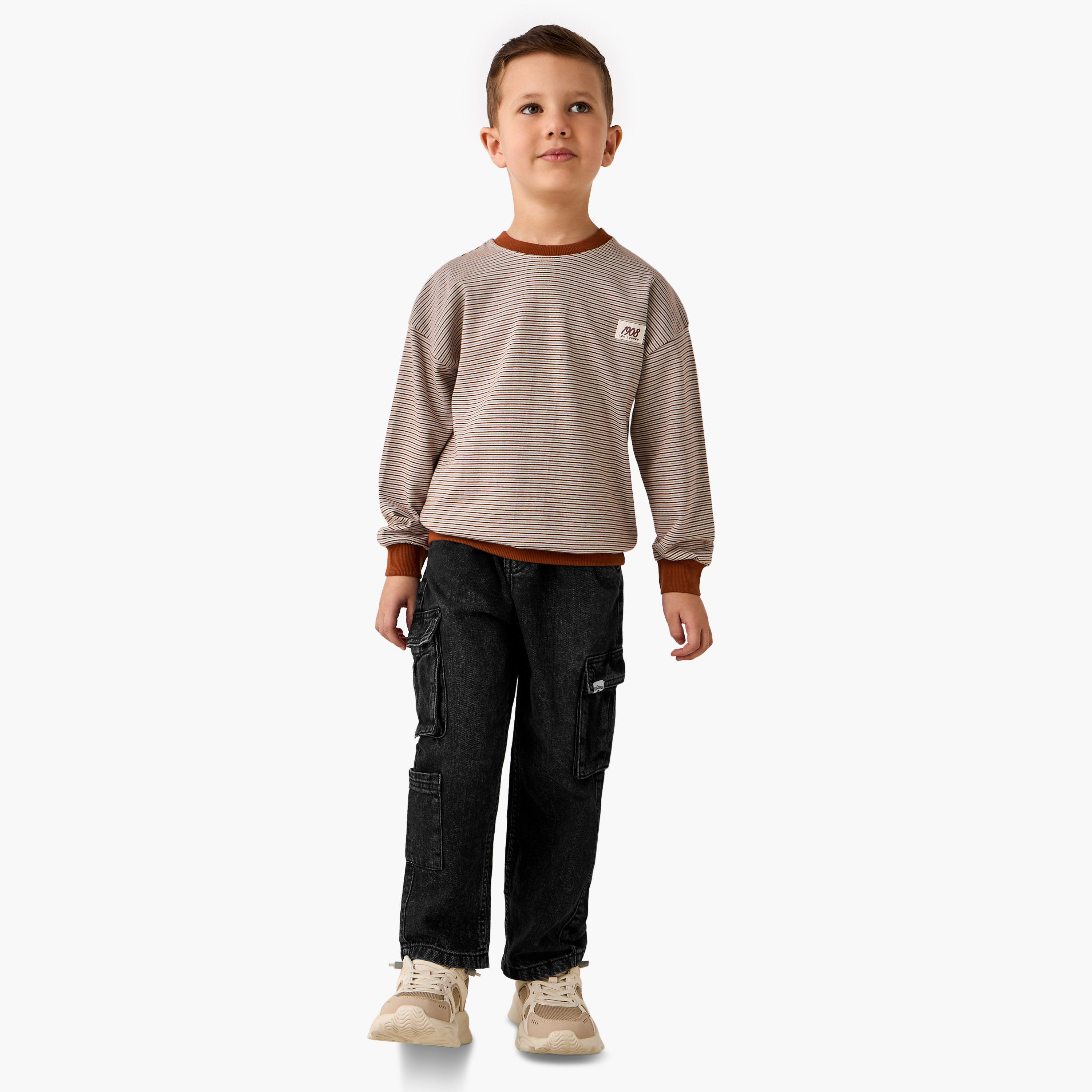 Lee Cooper Striped Sweatshirt with Long Sleeves-boys-clothing-sweatshirts-image-2