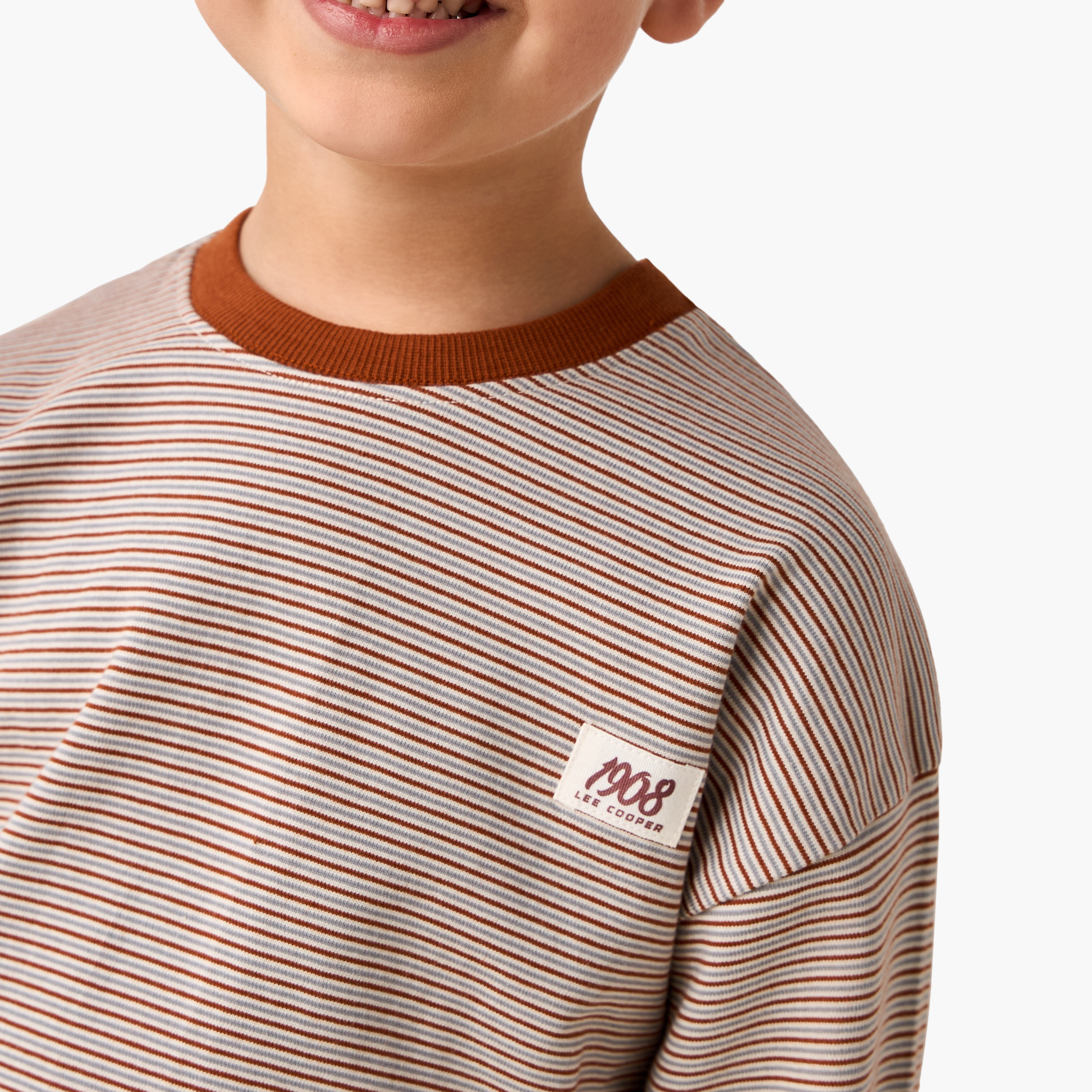 Lee Cooper Striped Sweatshirt with Long Sleeves-boys-clothing-sweatshirts-image-4
