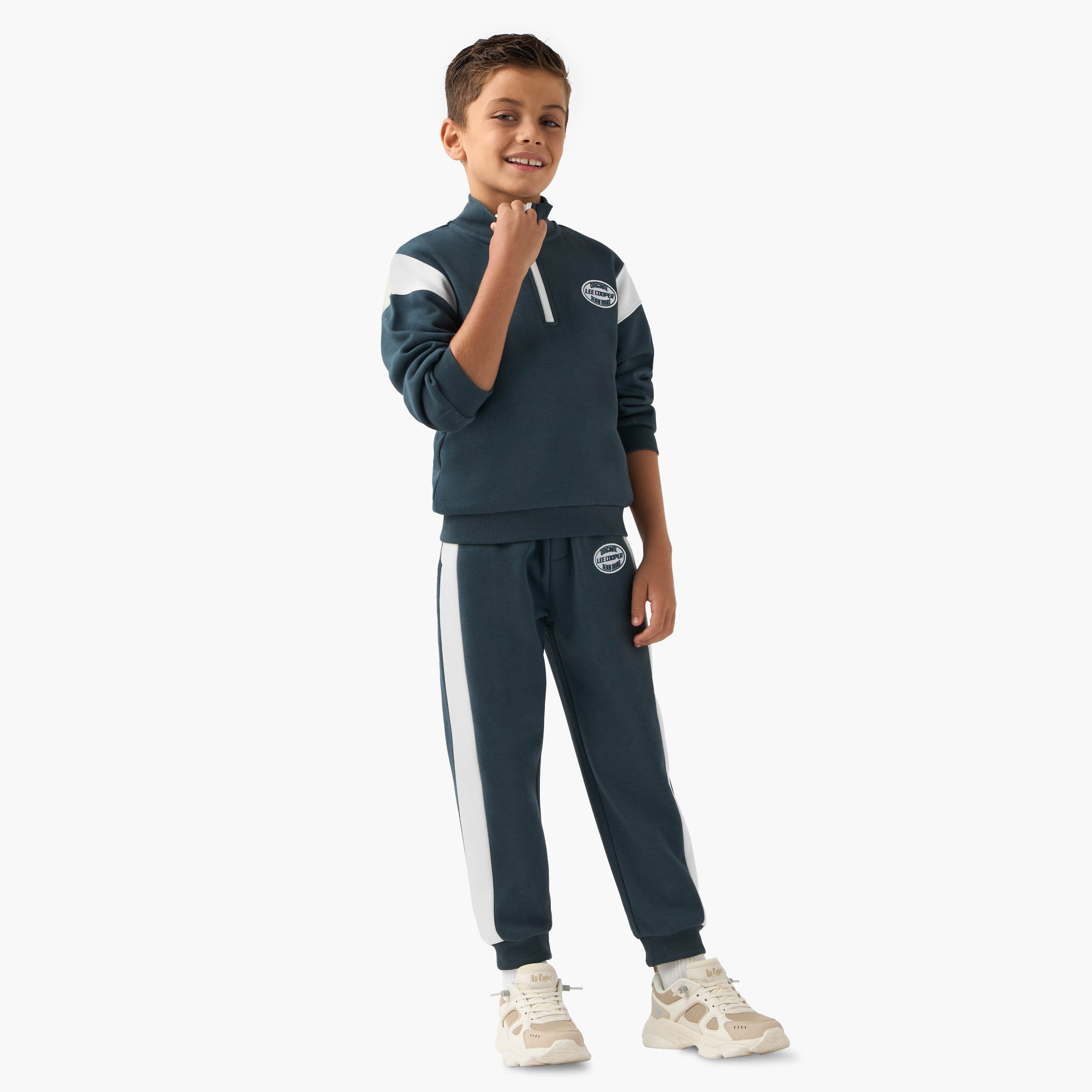 Lee Cooper Panelled Sweatshirt and Joggers Set-baby-boys-clothing-winterwear-setsandcoords-image-1