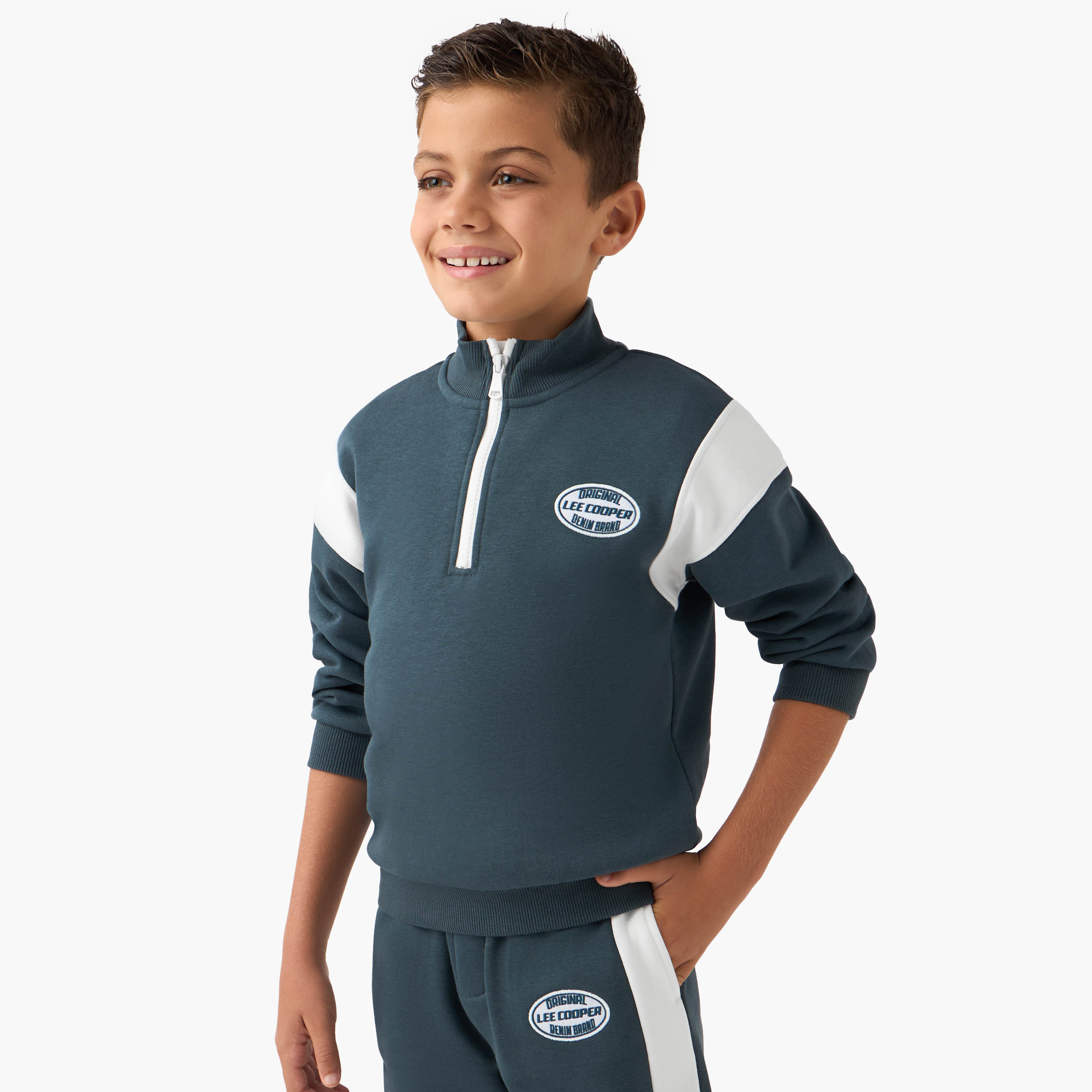 Lee Cooper Panelled Sweatshirt and Joggers Set-baby-boys-clothing-winterwear-setsandcoords-image-2