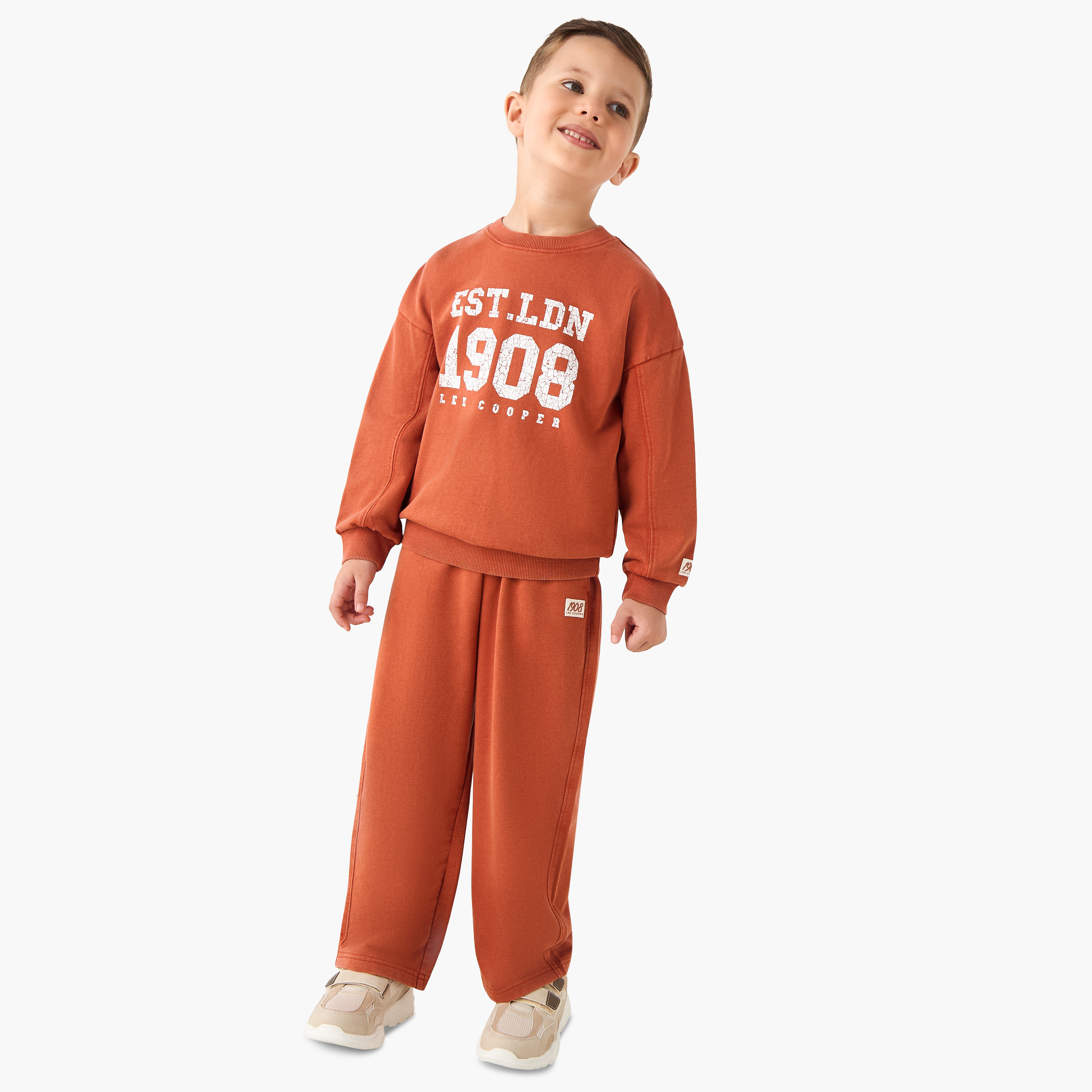 Lee Cooper Boys Sweatshirt and Track Pant Set with Print - Cotton - Long Sleeves - Crew Neck-boys-clothing-setsandcoords-image-1