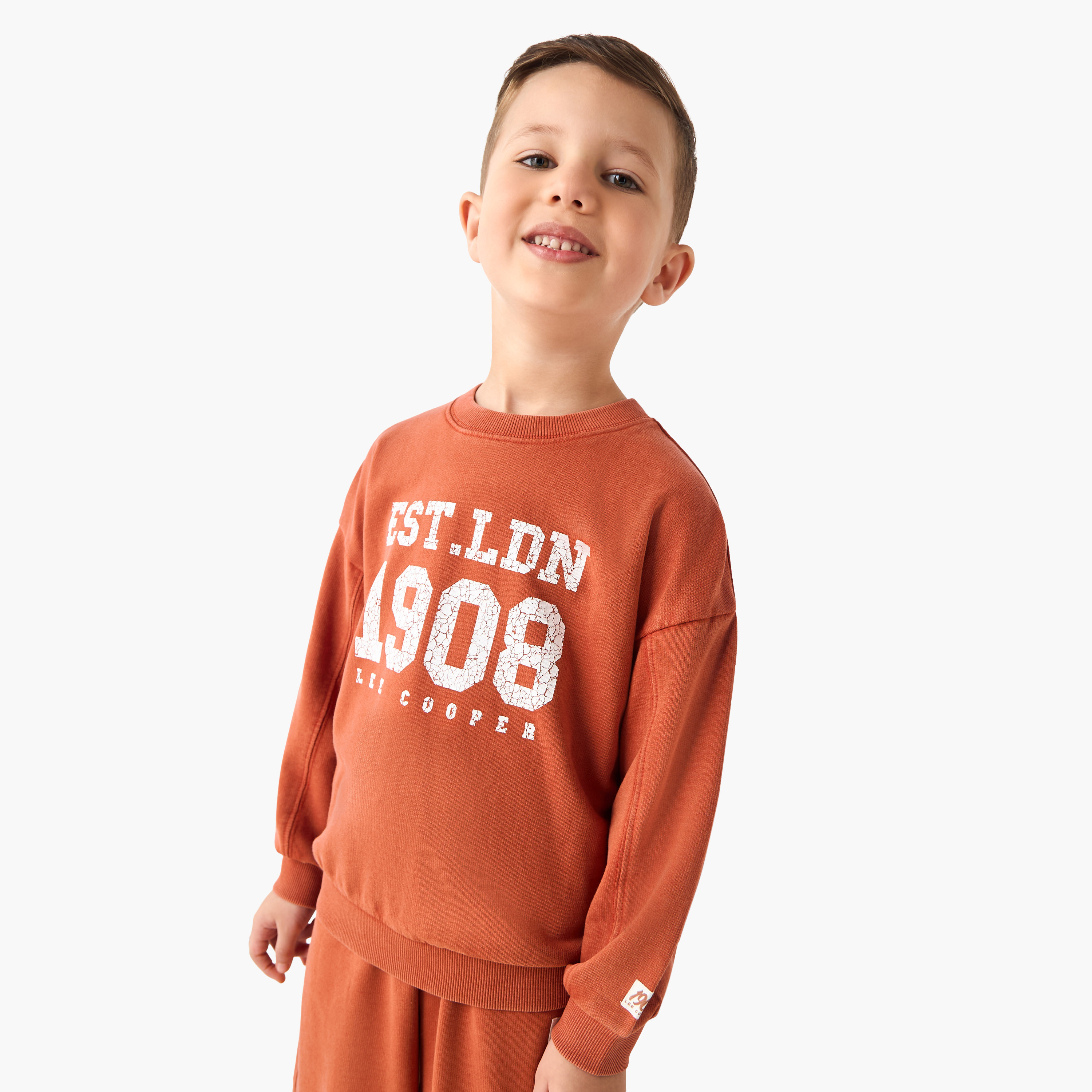 Lee Cooper Boys Sweatshirt and Track Pant Set with Print - Cotton - Long Sleeves - Crew Neck-boys-clothing-setsandcoords-image-2