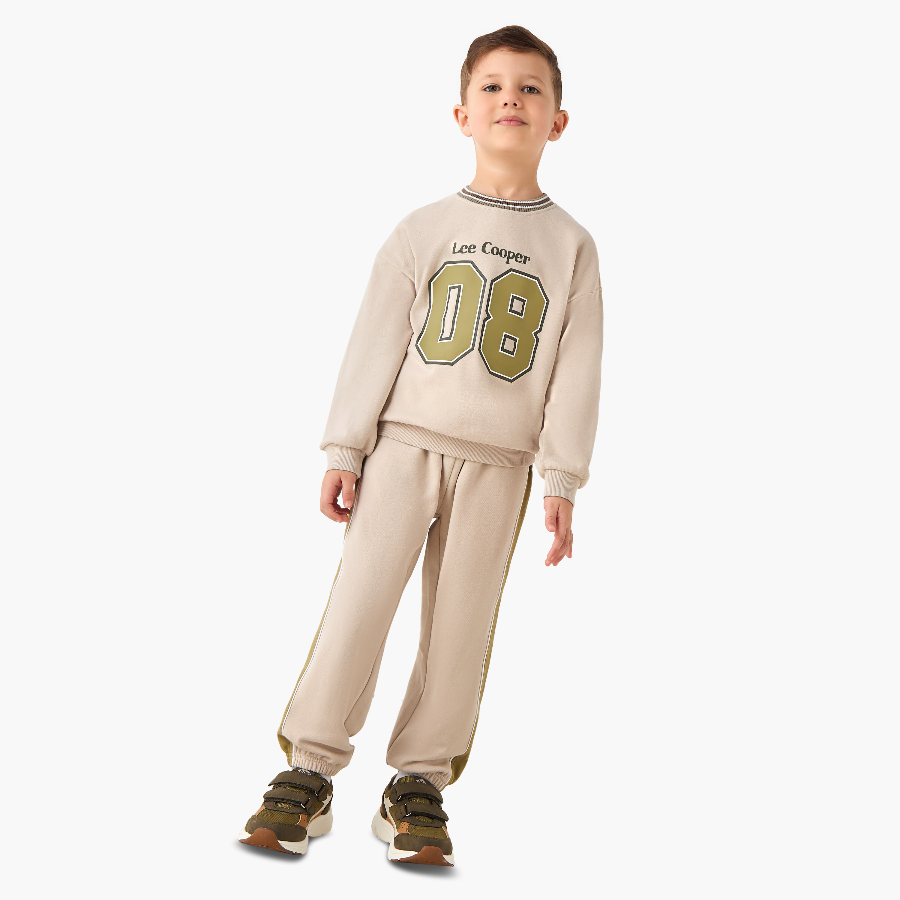 Lee Cooper Boys Sweatshirt and Joggers Set with Varsity Print - Cotton - Long Sleeves - Round Neck-boys-clothing-setsandcoords-image-1
