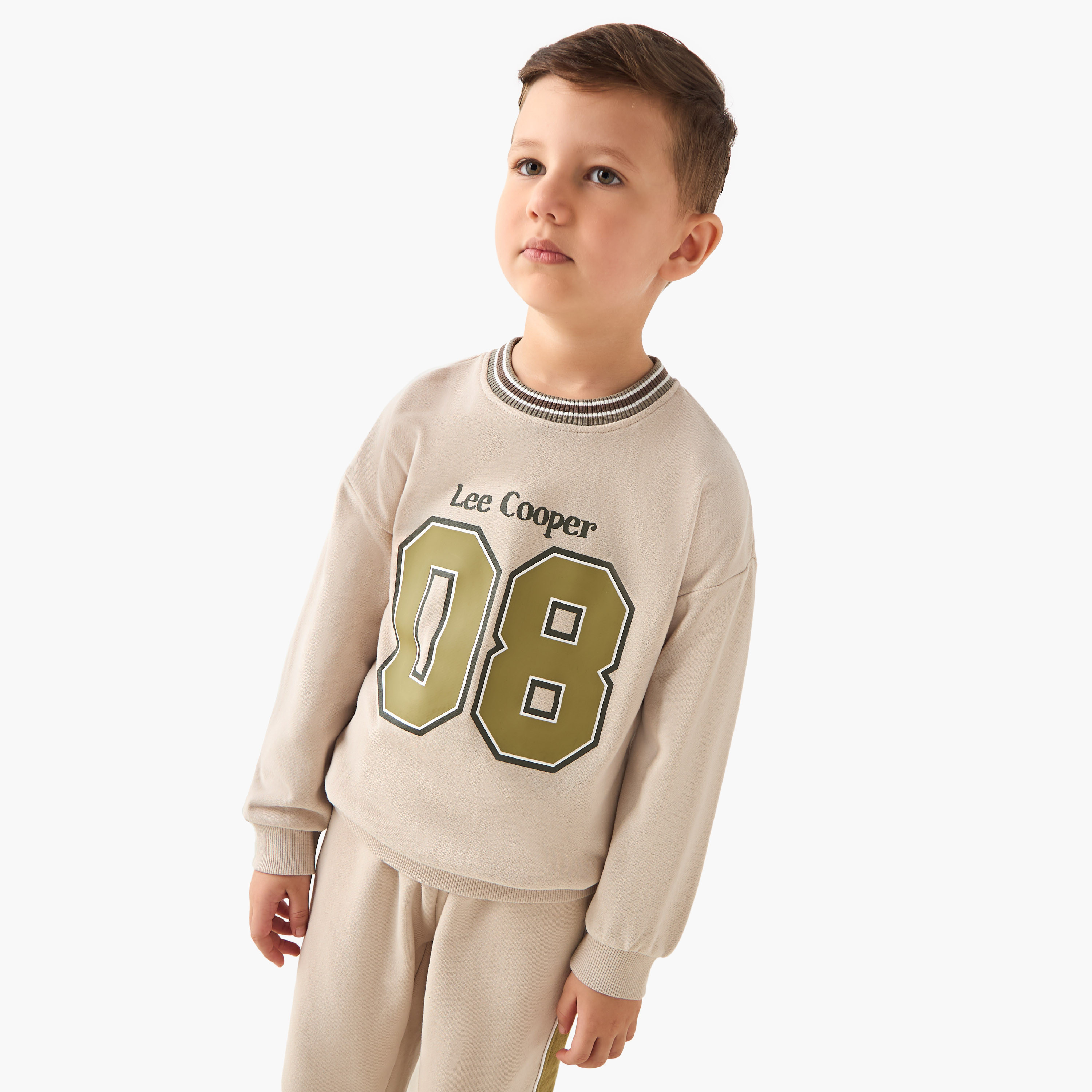 Lee Cooper Boys Sweatshirt and Joggers Set with Varsity Print - Cotton - Long Sleeves - Round Neck-boys-clothing-setsandcoords-image-2