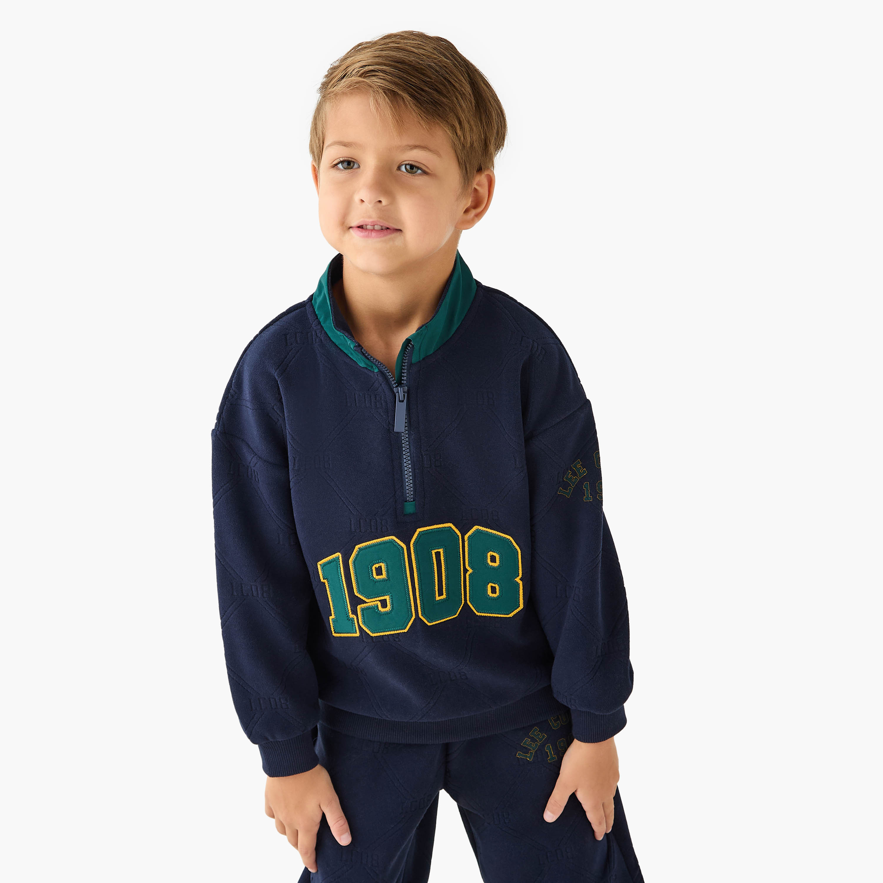 Lee Cooper Varsity Print Sweatshirt and Joggers Set-baby-boys-clothing-winterwear-setsandcoords-image-2