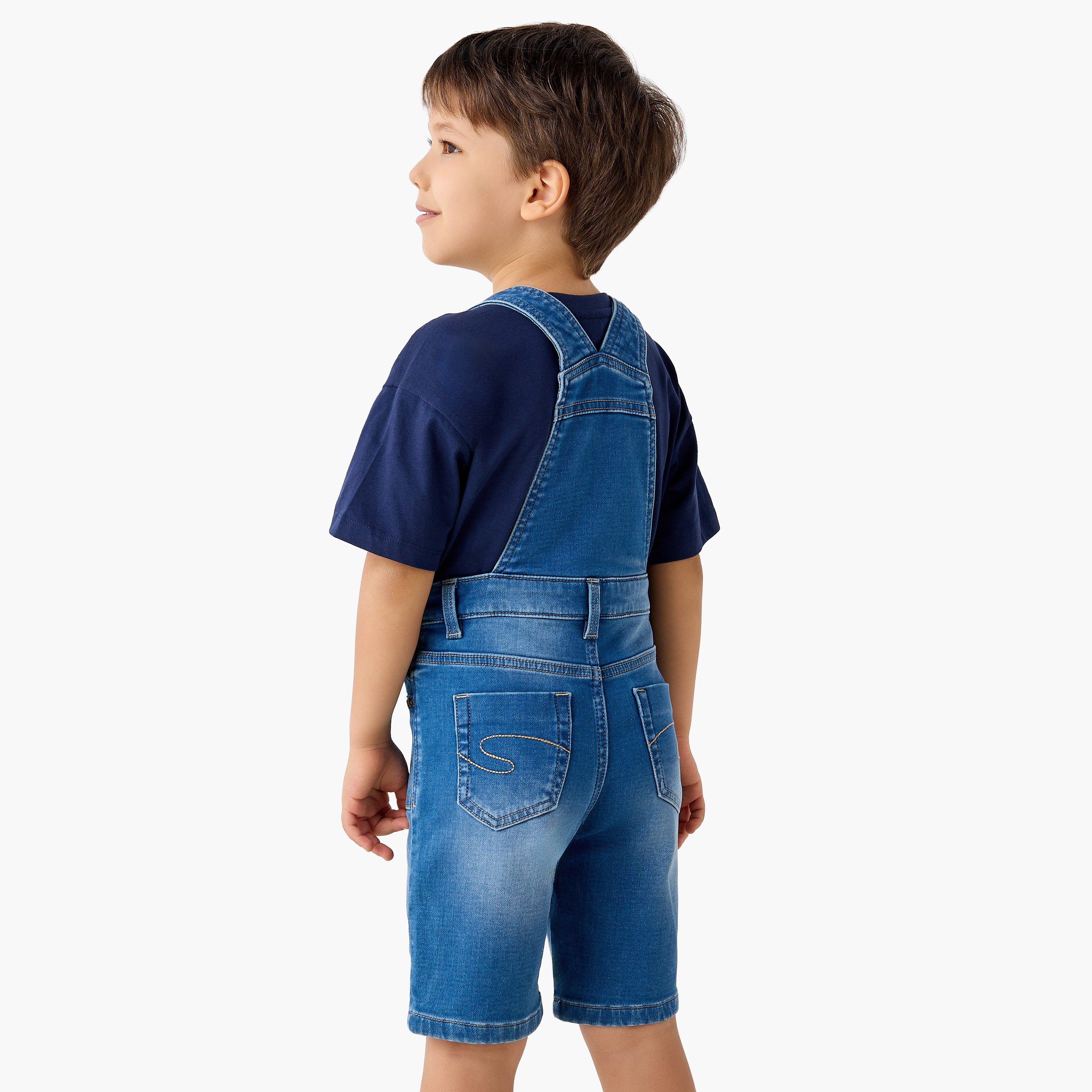 Lee Cooper Short Sleeves Denim Dungaree Shorts with Pockets-boys-clothing-rompersanddungarees-image-3
