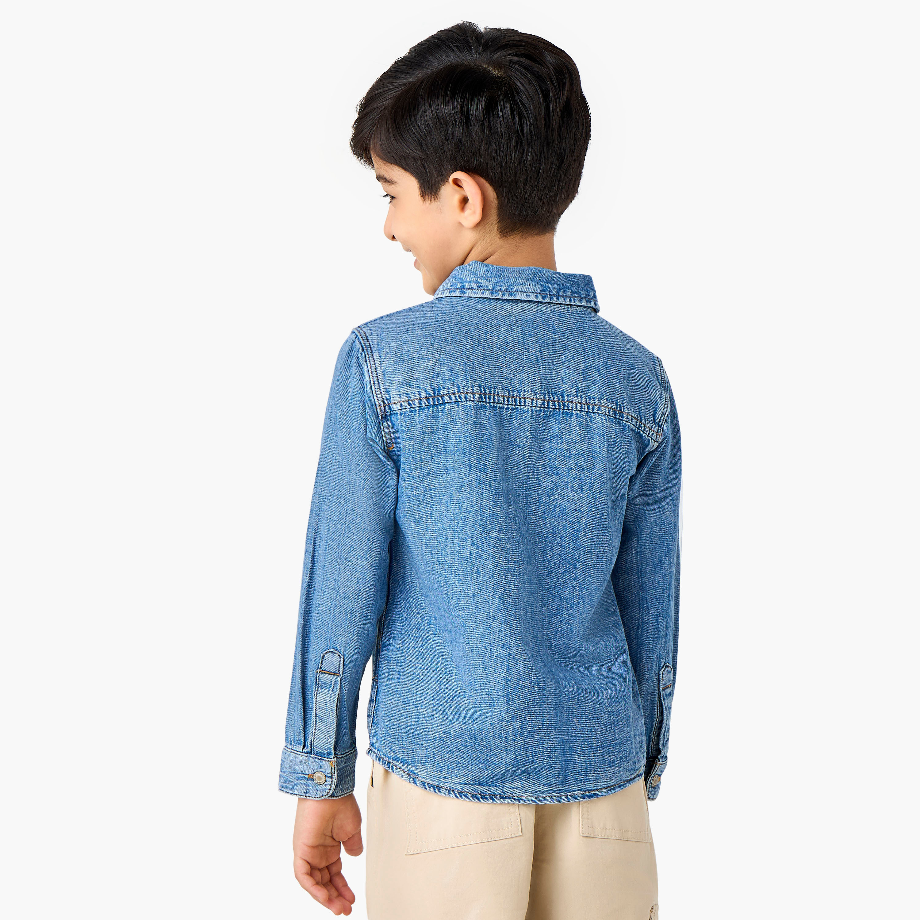 Lee Cooper Denim Shirt with Chest Pocket and Long Sleeves-boys-clothing-shirts-image-3