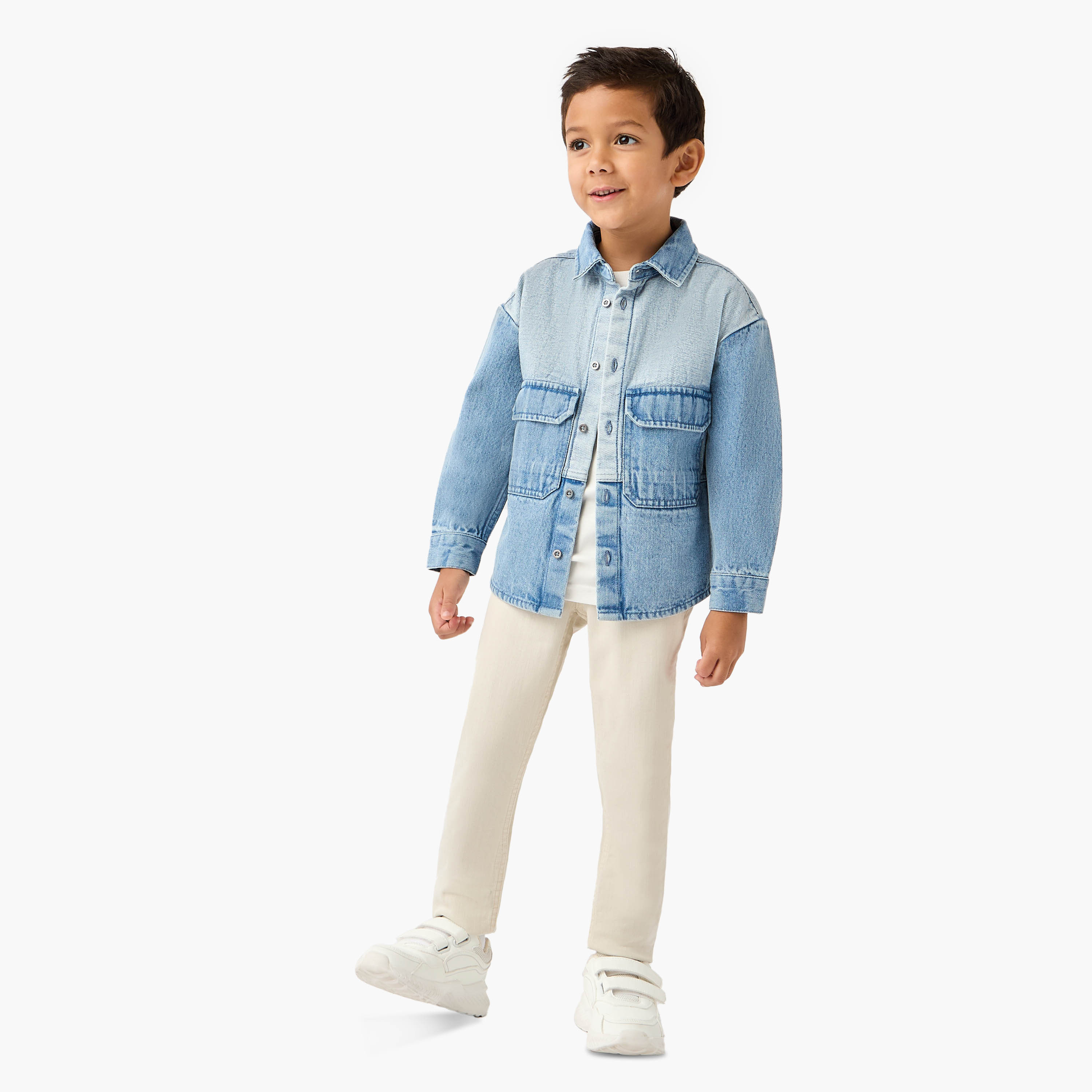 Lee Cooper Panelled Denim Shirt with Pockets-boys-clothing-shirts-image-2