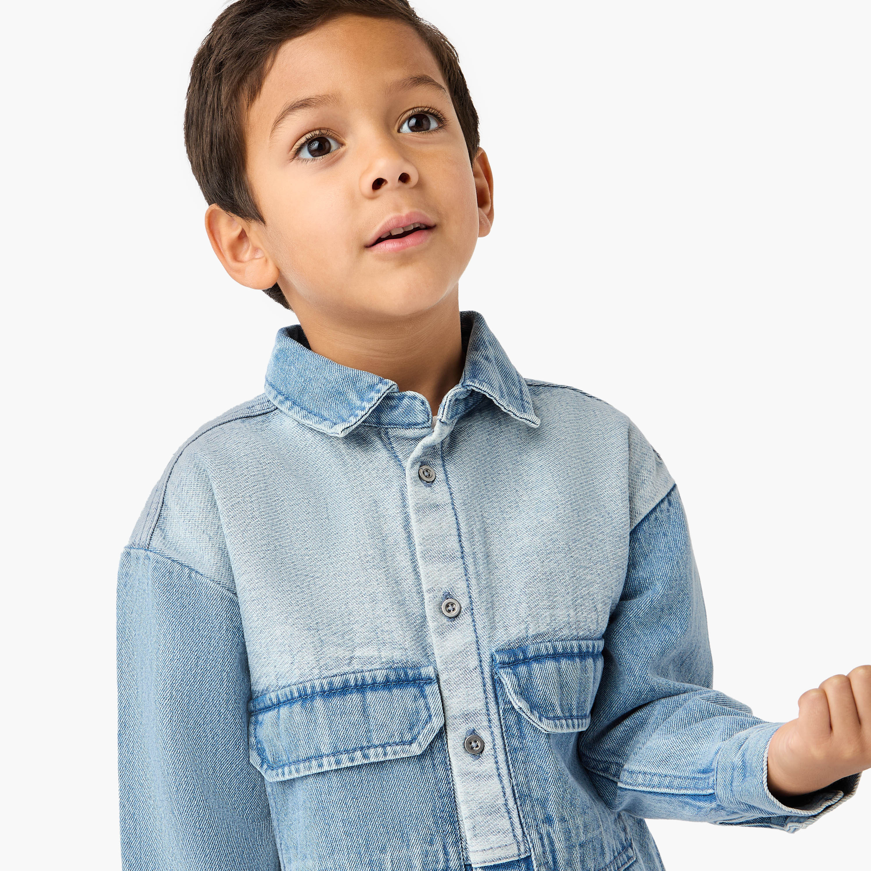 Lee Cooper Panelled Denim Shirt with Pockets-boys-clothing-shirts-image-4