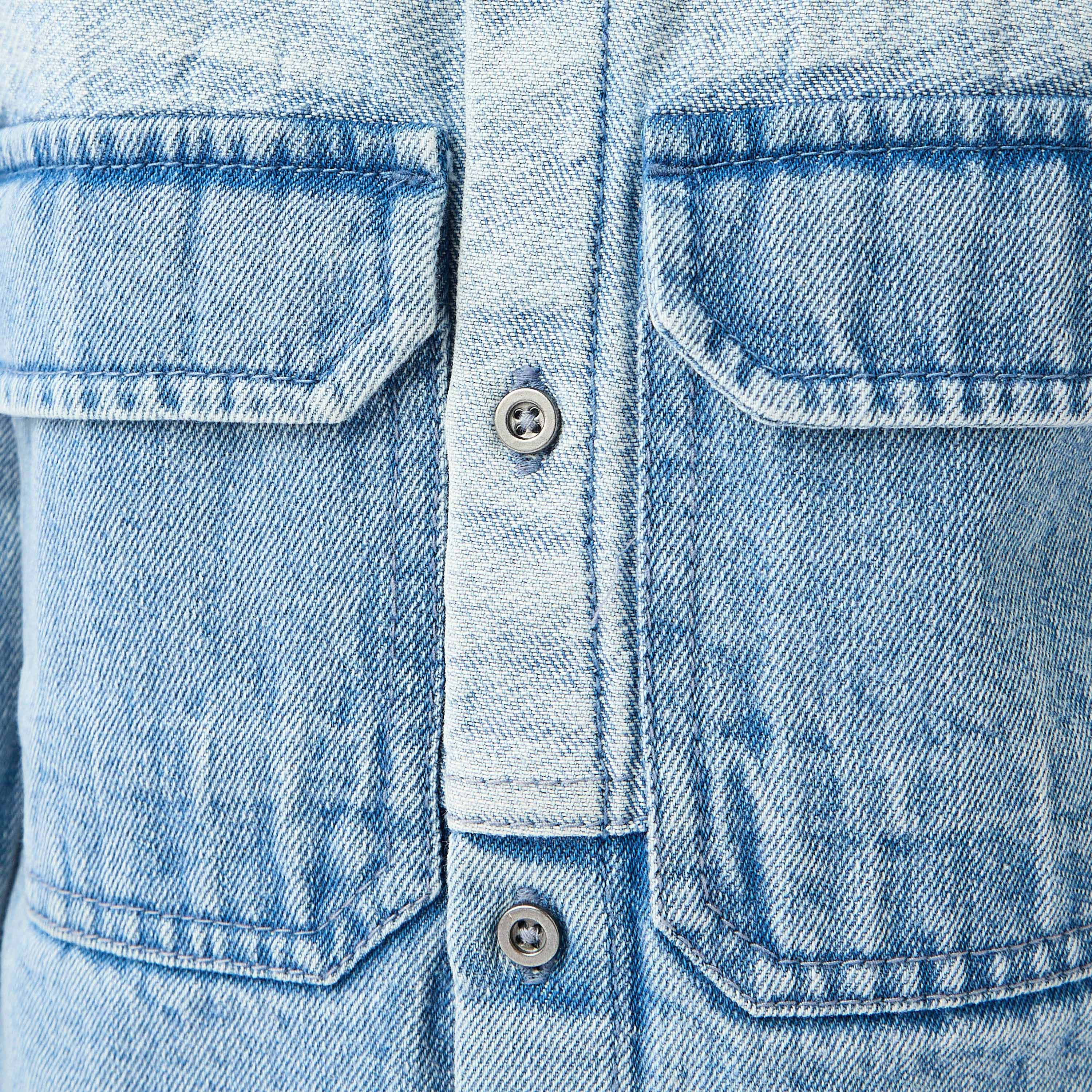 Lee Cooper Panelled Denim Shirt with Pockets-boys-clothing-shirts-image-5